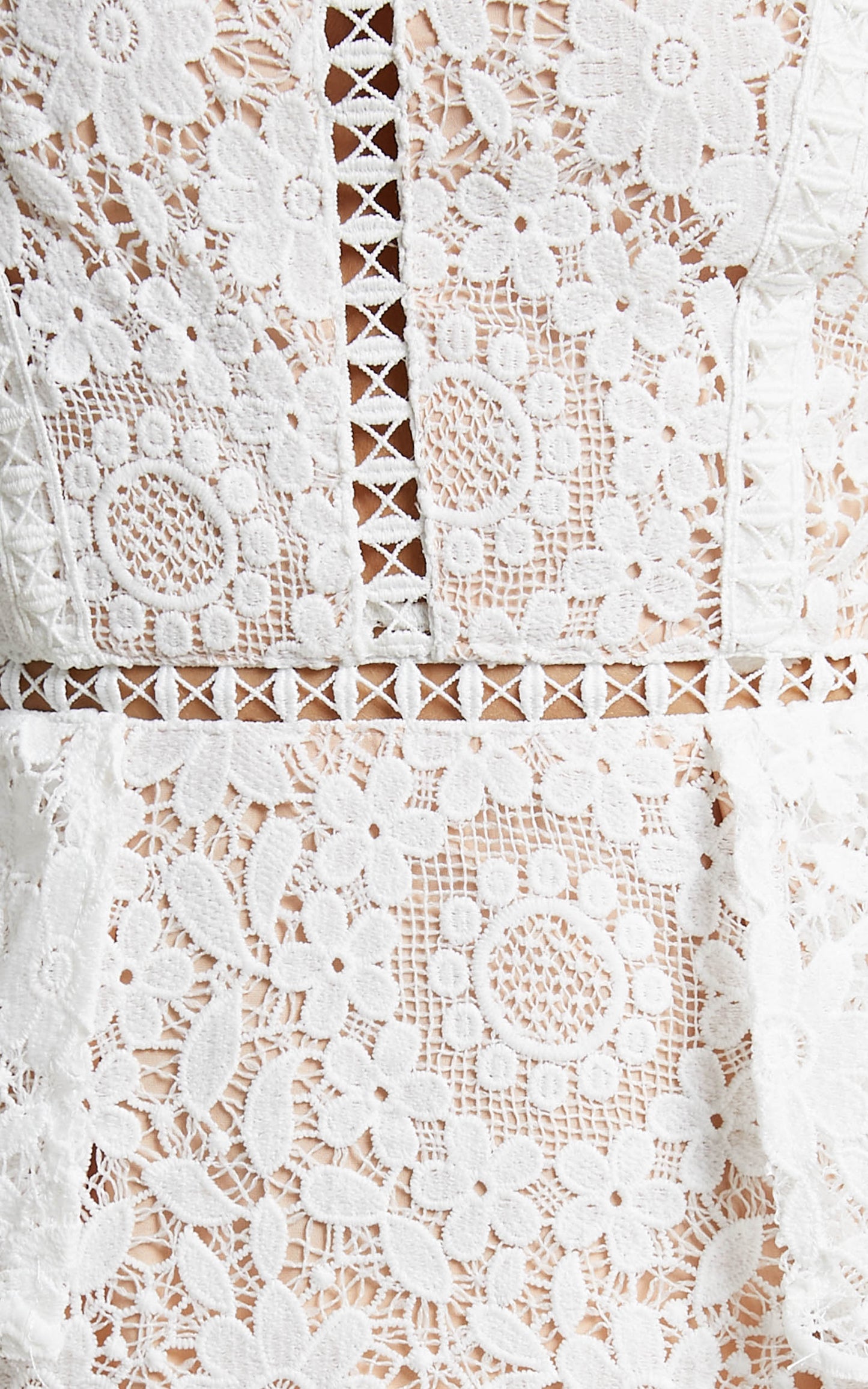 Monay Ruffle Hem Lace Mini Dress in White