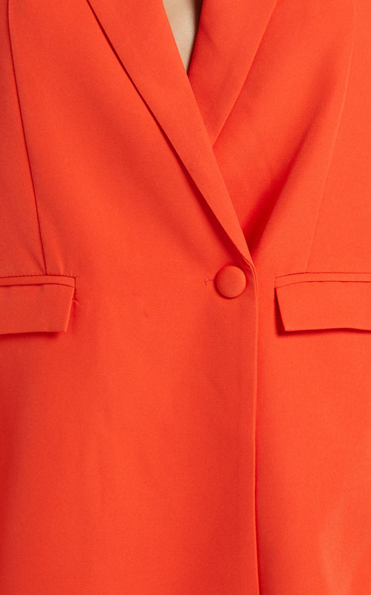 Pepper Peak Lapel Button Up Blazer in Orange