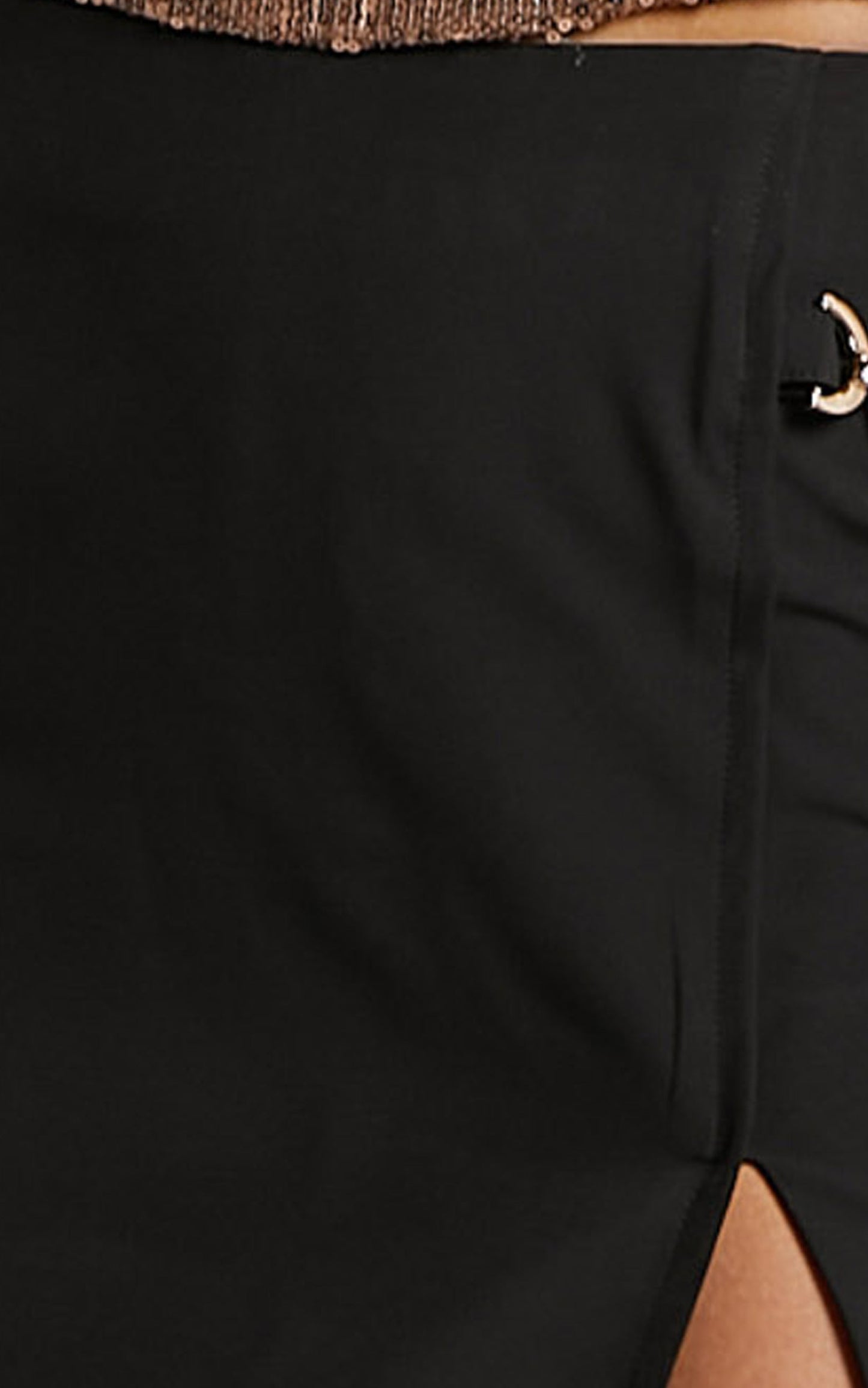 Andriya Skort - Ring Detail Split Mini Skort in Black
