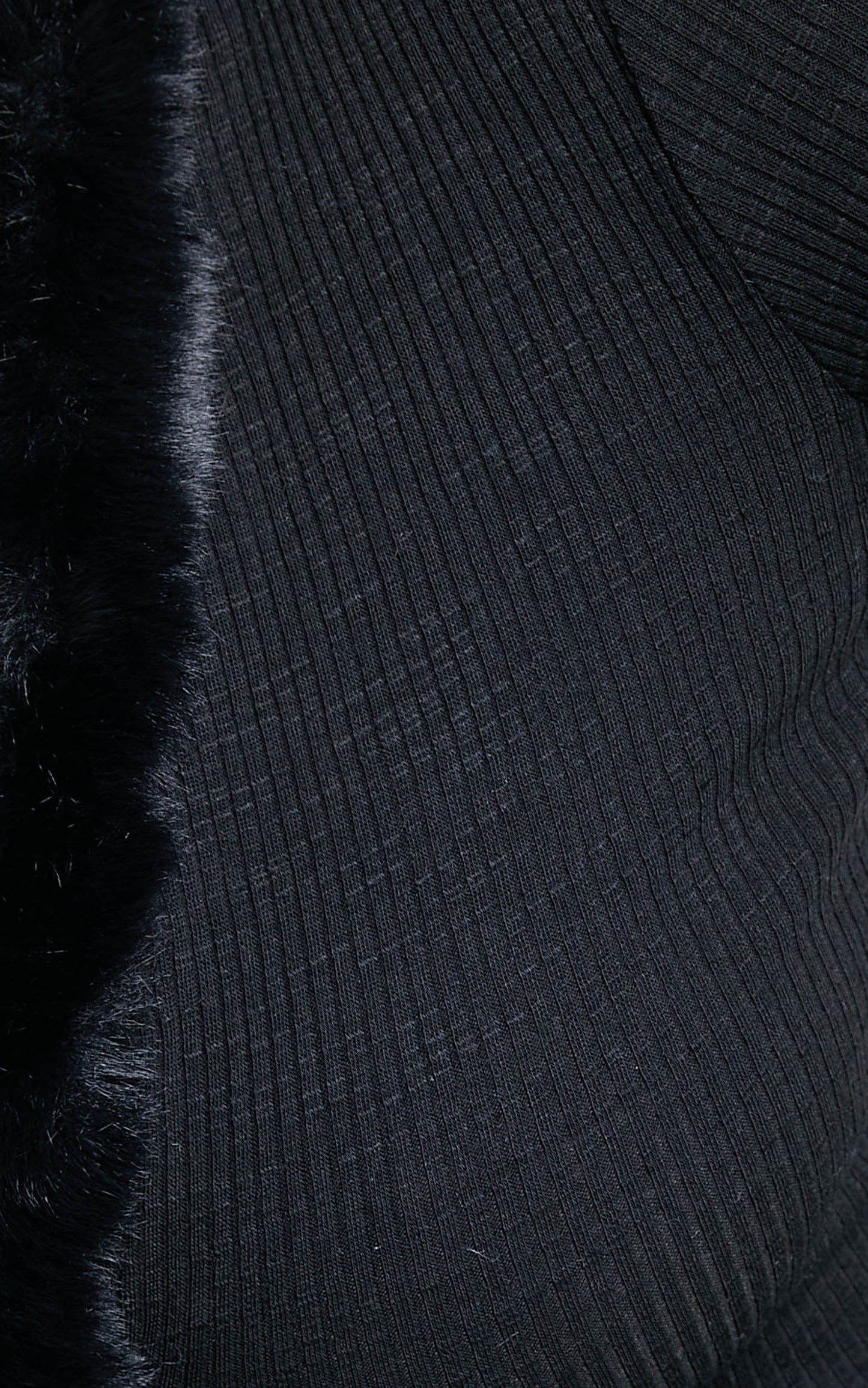 Madame Faux Fur Trim Tie Front Cardigan in Black