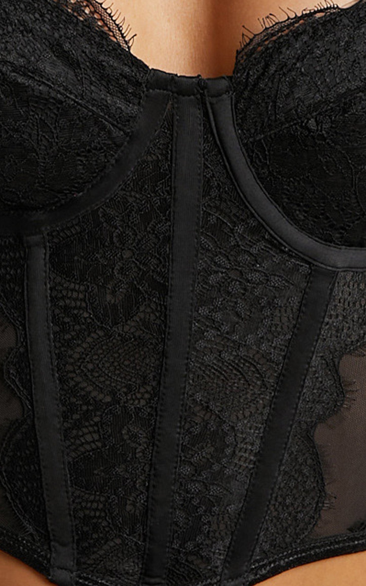 Zavey Bustier - Lace Corset Bustier in Black
