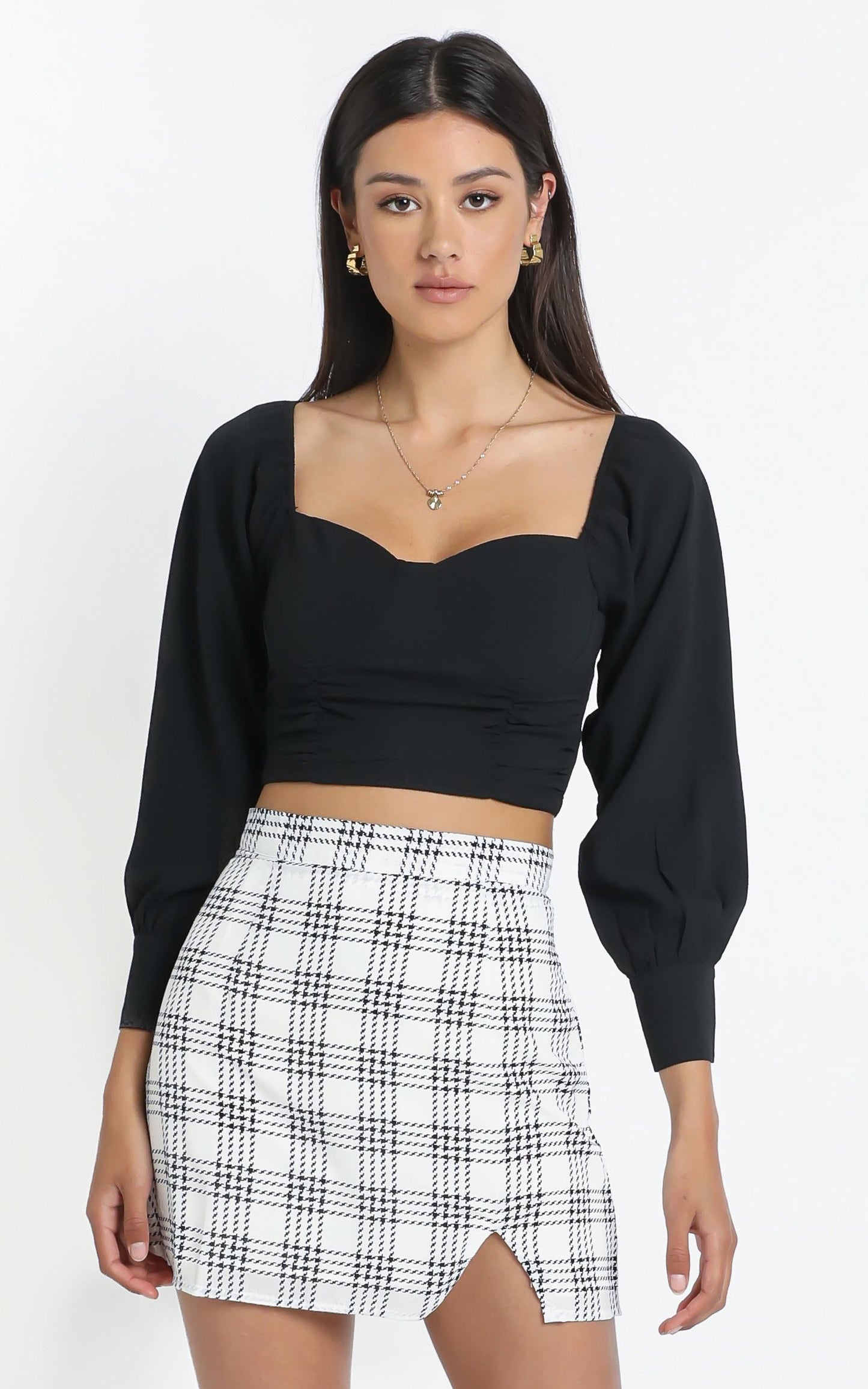 Clare Skirt in White Check
