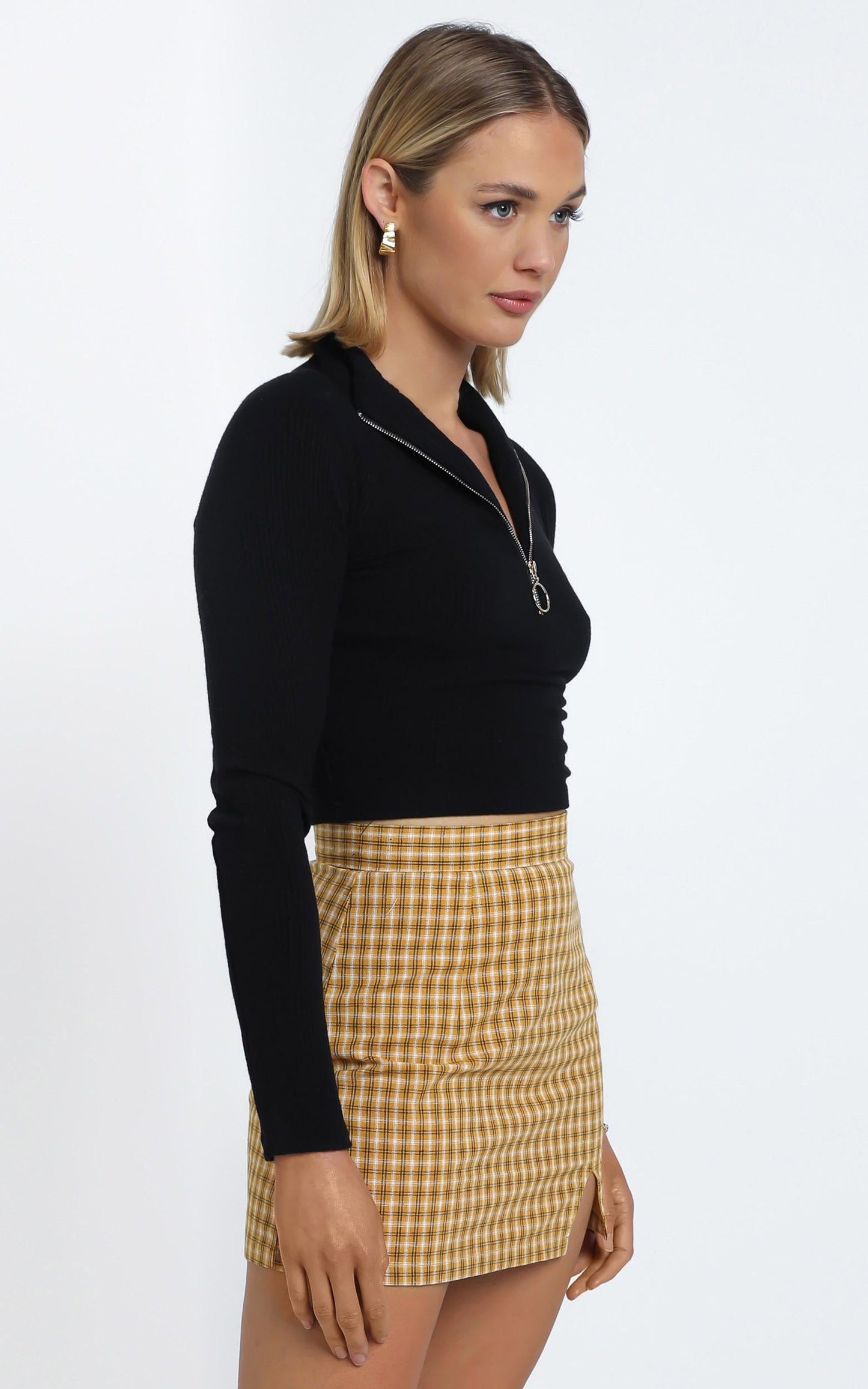 Tamara Skirt in Mustard Check