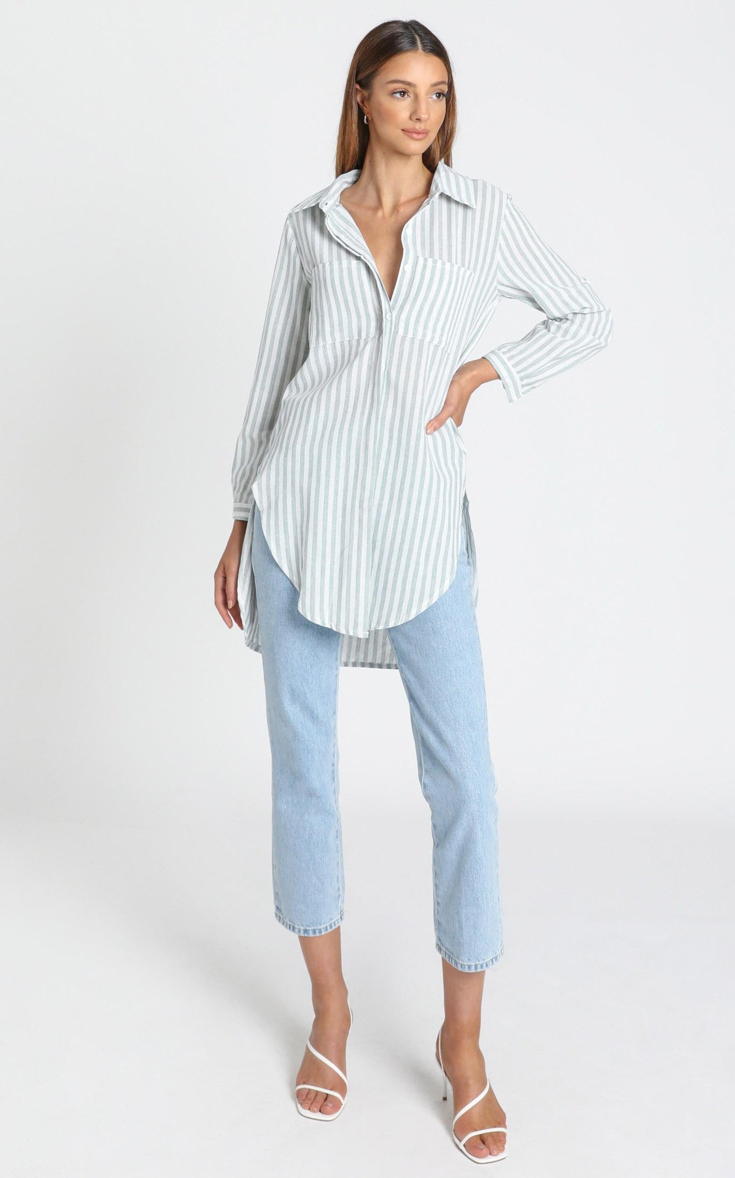 Paris Shirt in Sage Stripe