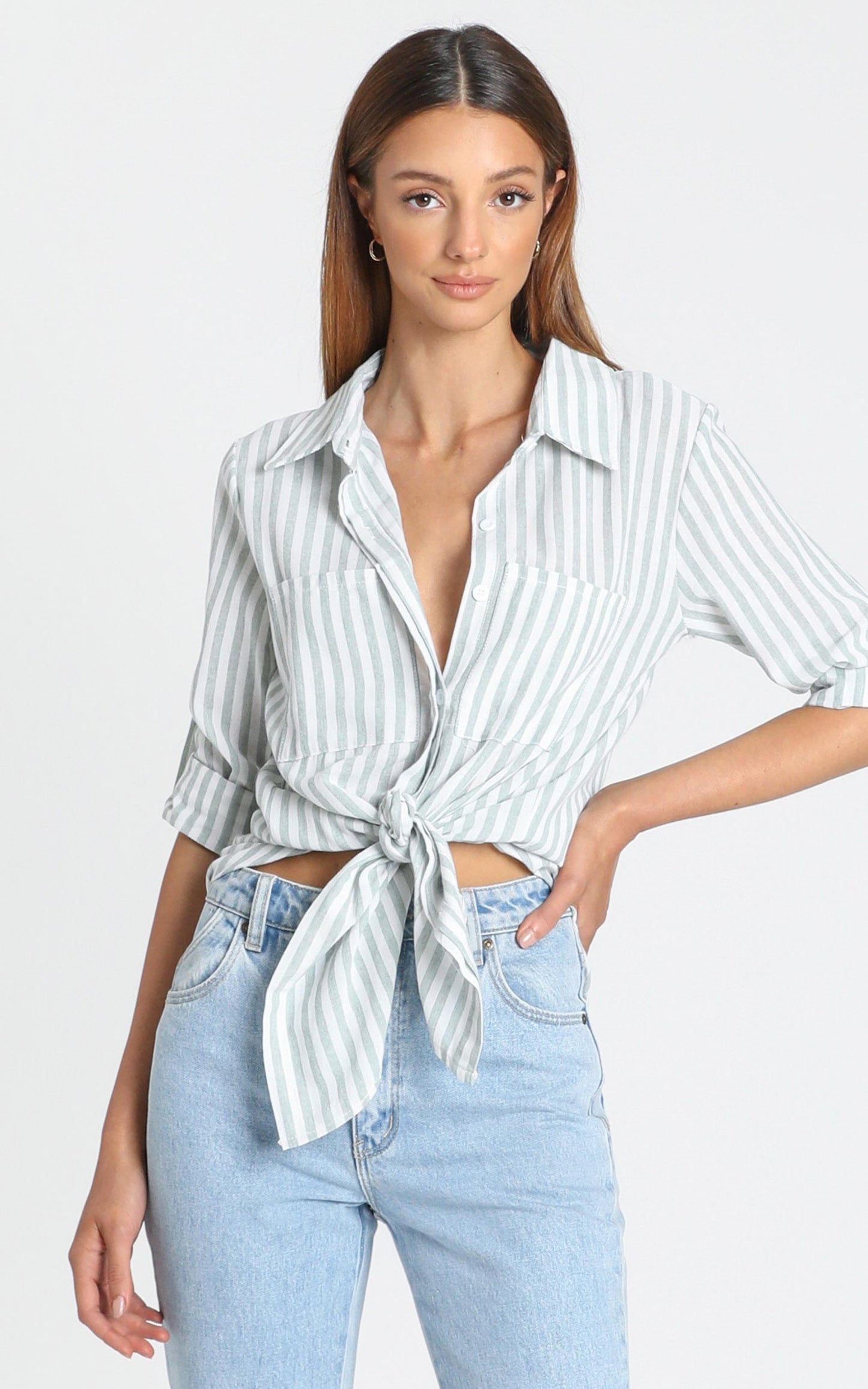 Paris Shirt in Sage Stripe