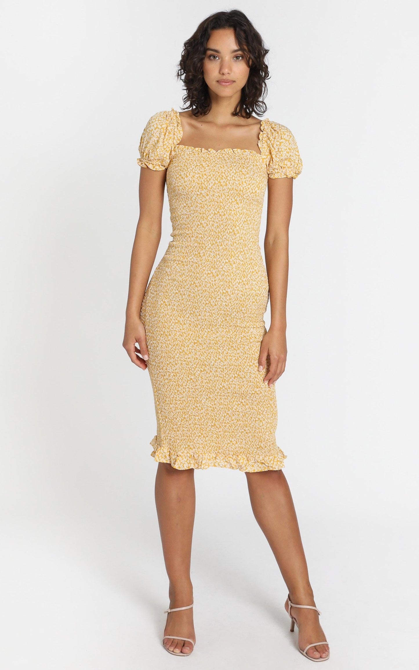 Great Storyteller Dress in Mustard Floral