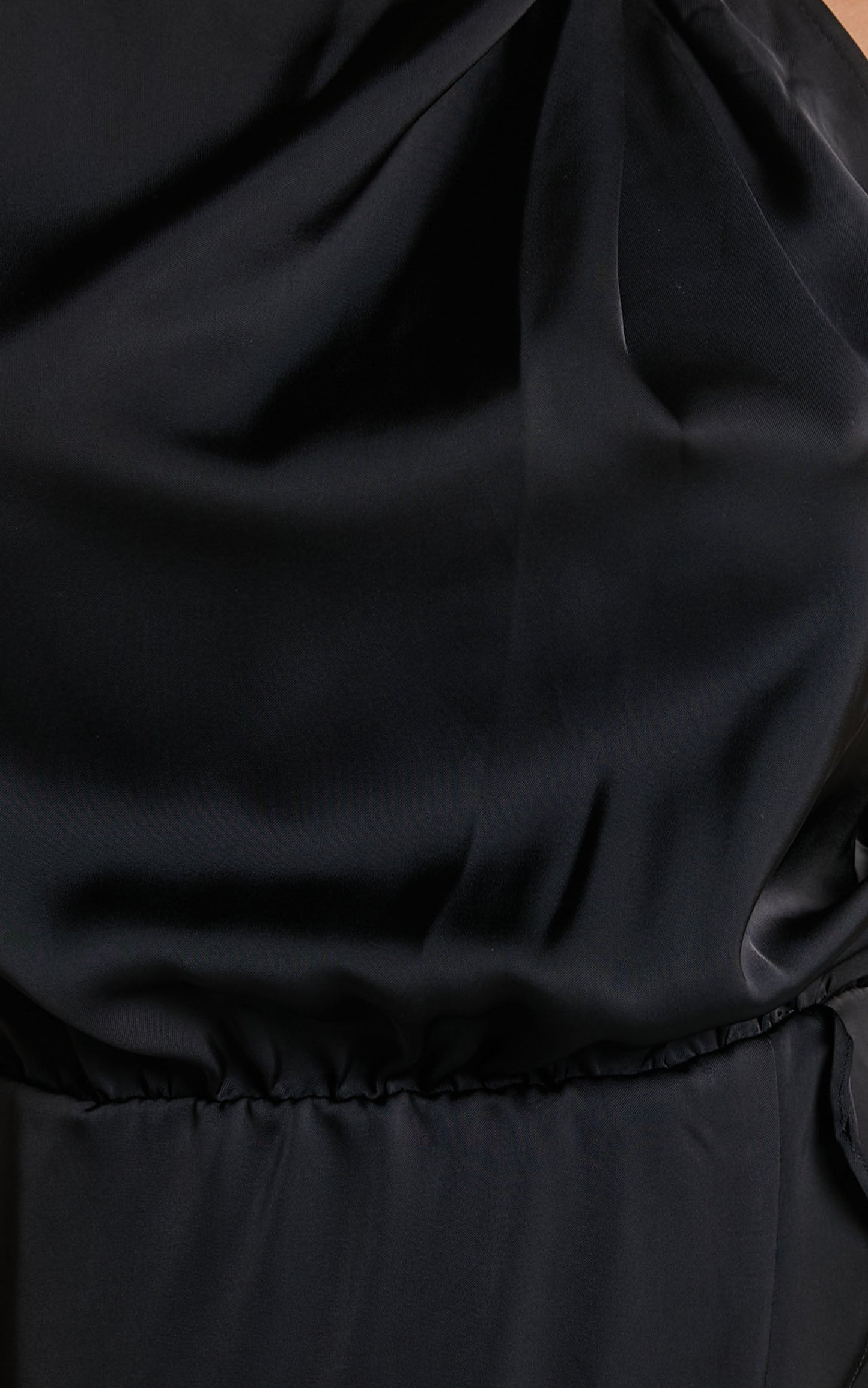 Billie Midi Dress - High Neck Drape Frill Hem Dress in Black