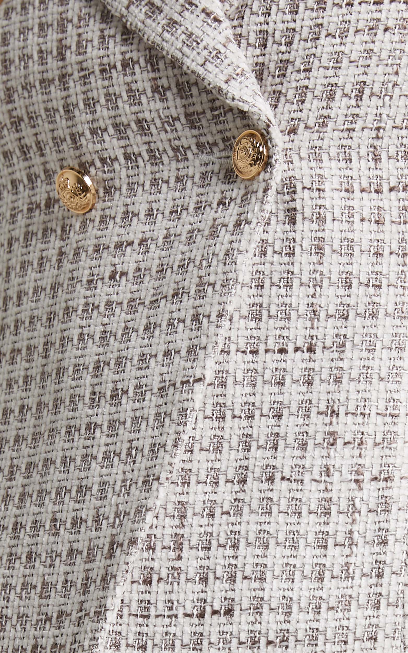 Prescy Blazer - Double Boucle Breasted Tweed Blazer in Sand