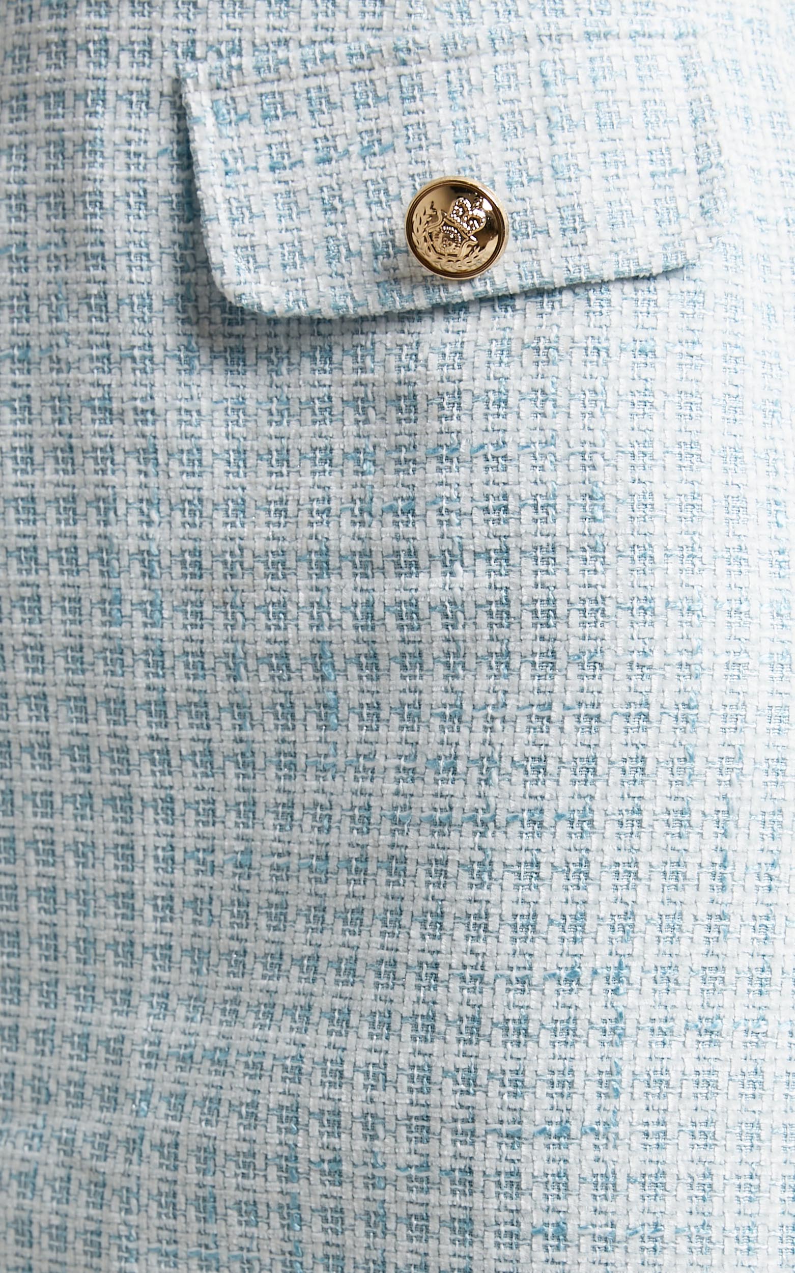 Prescy Mini Skirt - Bouncle Double Pocket Front Tweed Skirt in Ice Blue