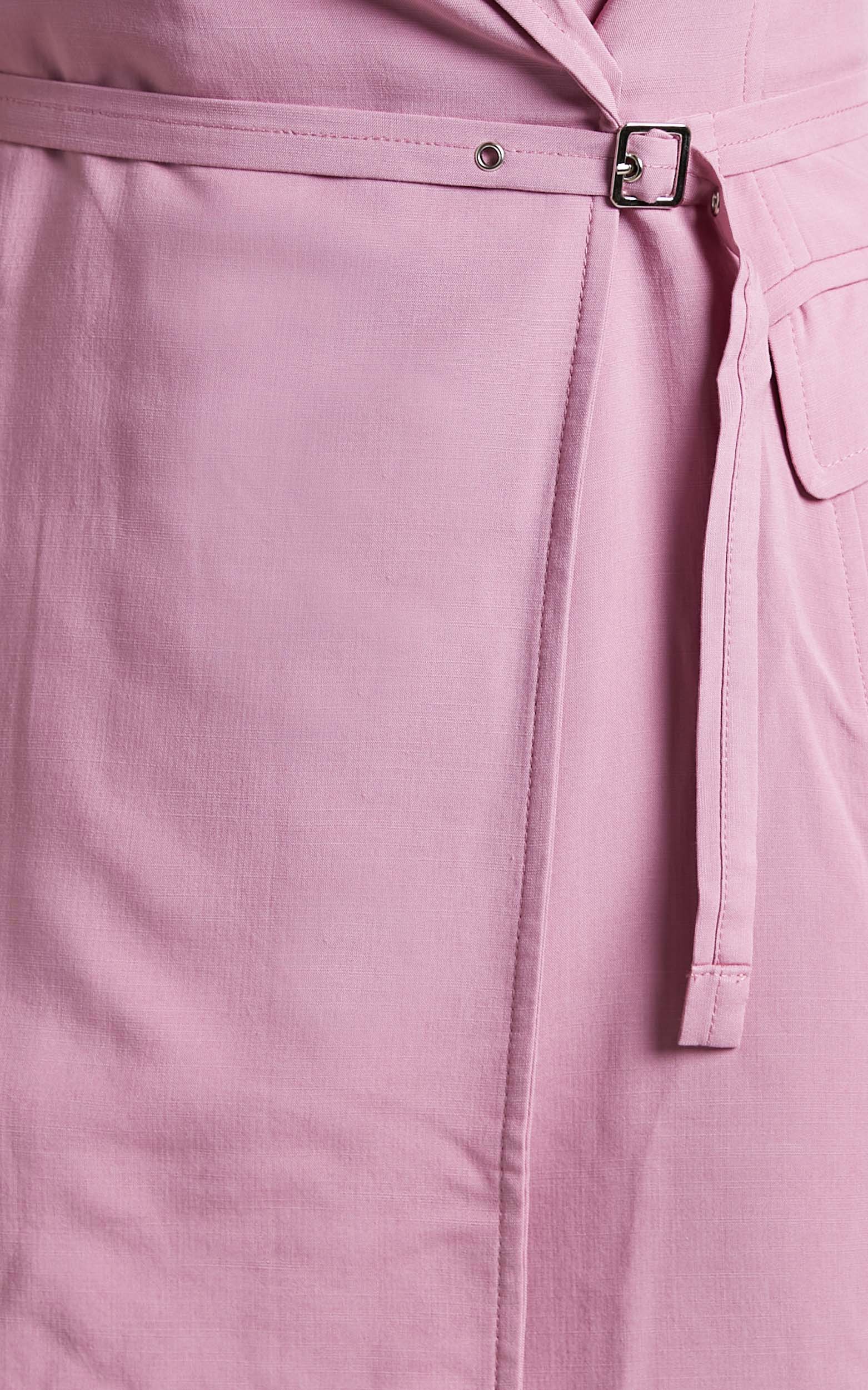 Roula Wrap Front Linen Mini Blazer Dress in Pink