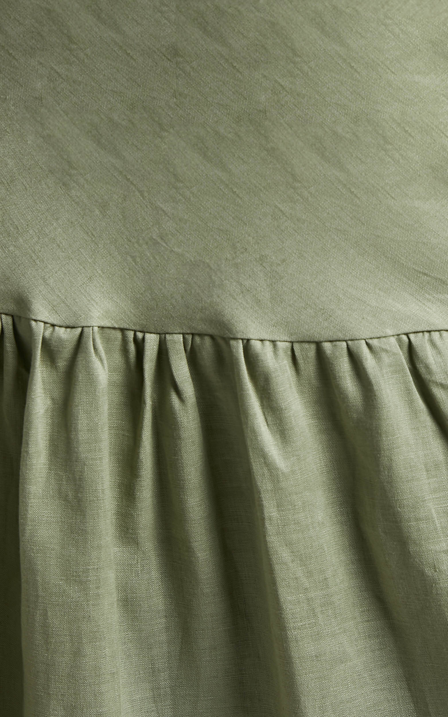 Amalie The Label - Rozelle Linen Cut Out Tie Back Maxi Linen Dress in Sage
