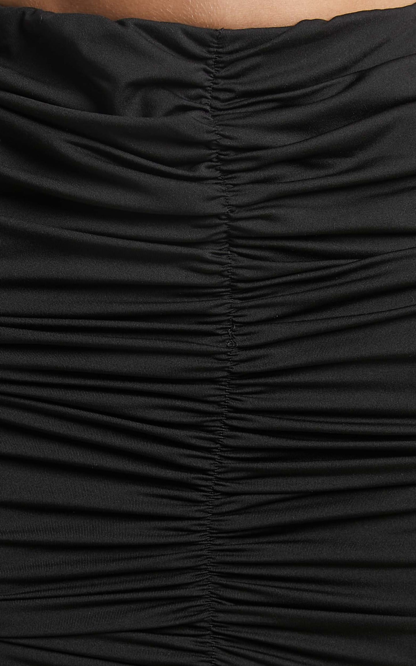 Ajisa Mini Skirt - Ruched Bodycon Skirt in Black