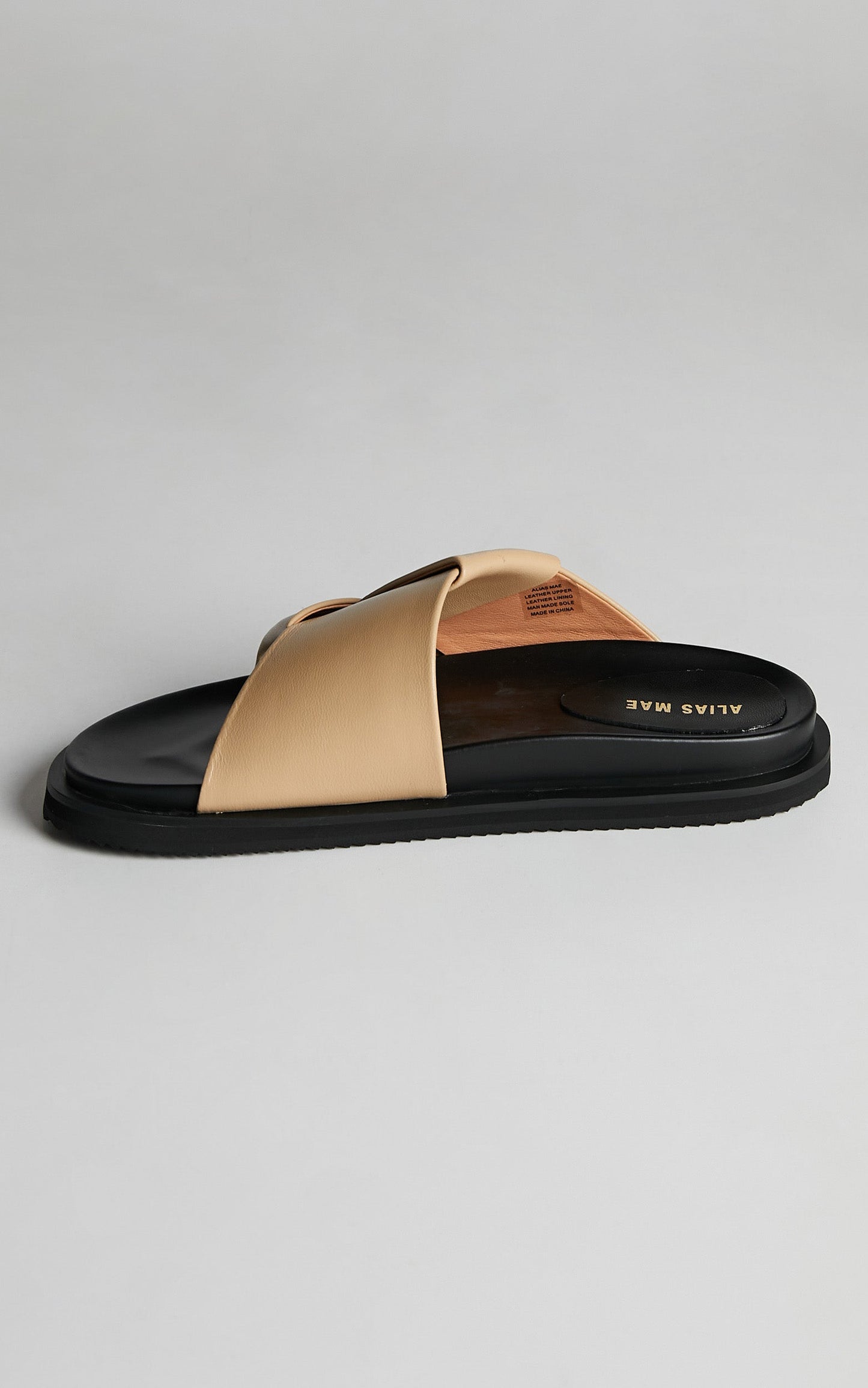 ALIAS MAE - SOLARIS SLIDES in NATURAL LEATHER