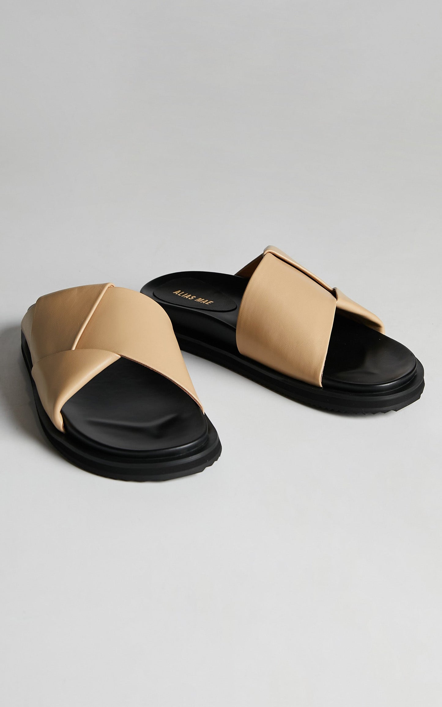 ALIAS MAE - SOLARIS SLIDES in NATURAL LEATHER
