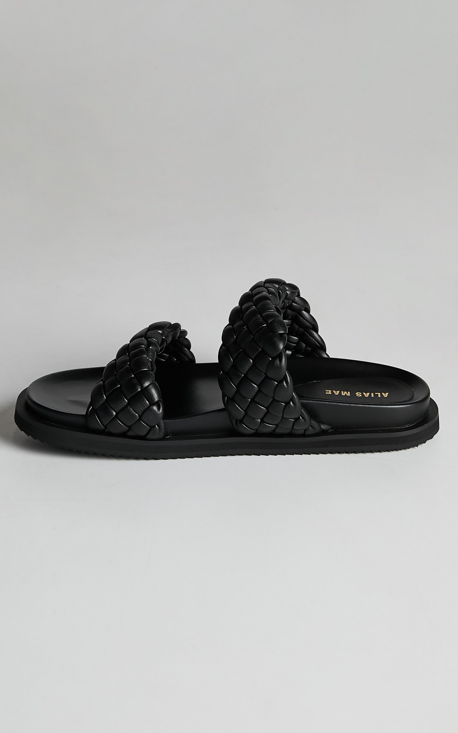 ALIAS MAE - SOLEIS SLIDES in BLACK LEATHER