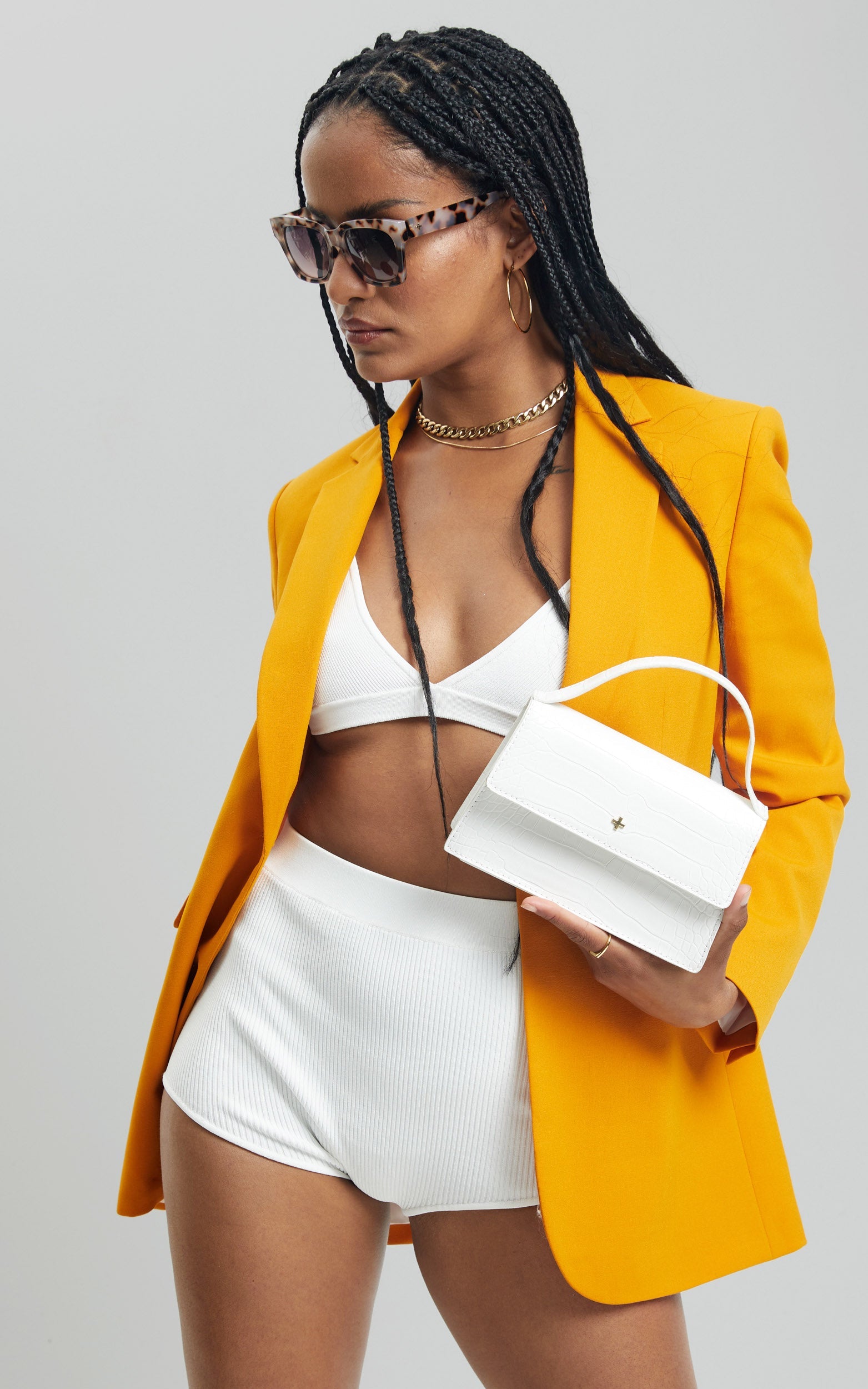 Peta and Jain - Alys Bag in White croc