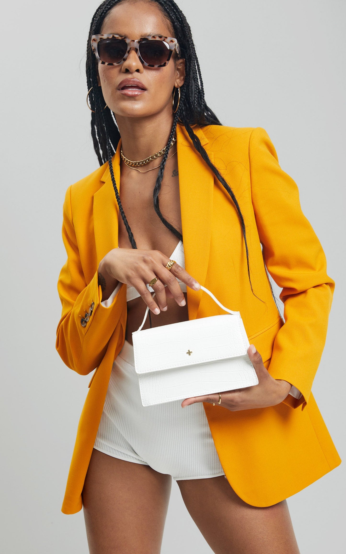 Peta and Jain - Alys Bag in White croc