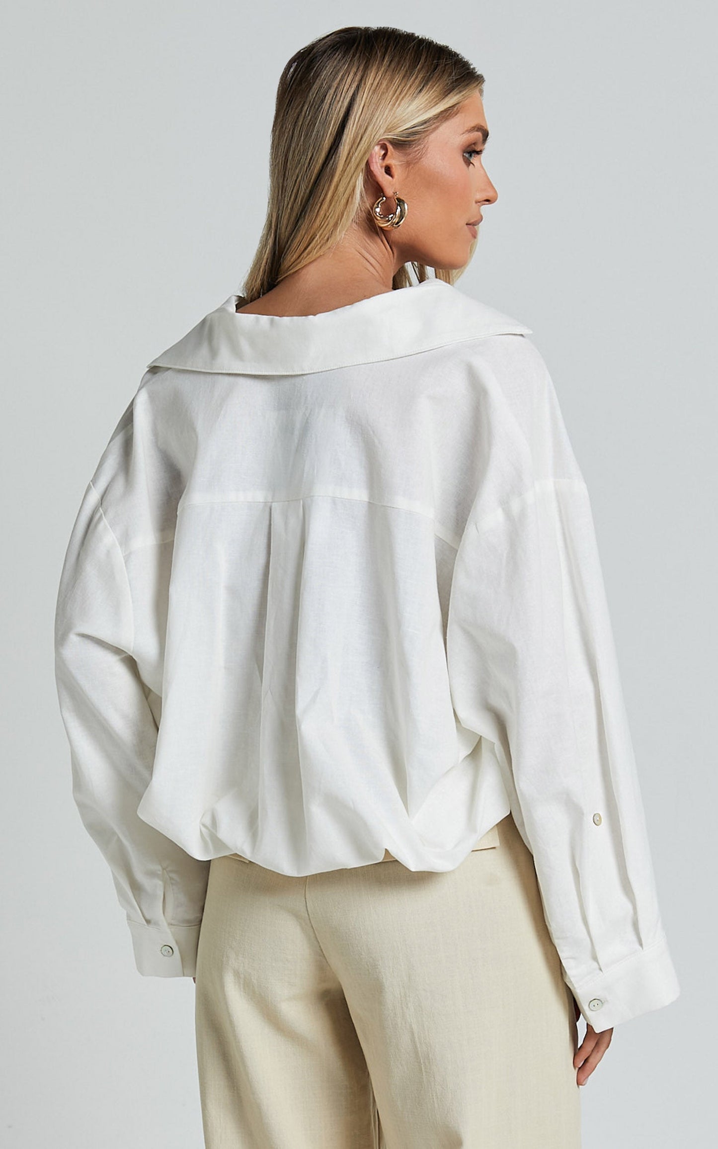 Amalie The Label - Alecia Linen Blend Side Tie Cropped Blouse in White