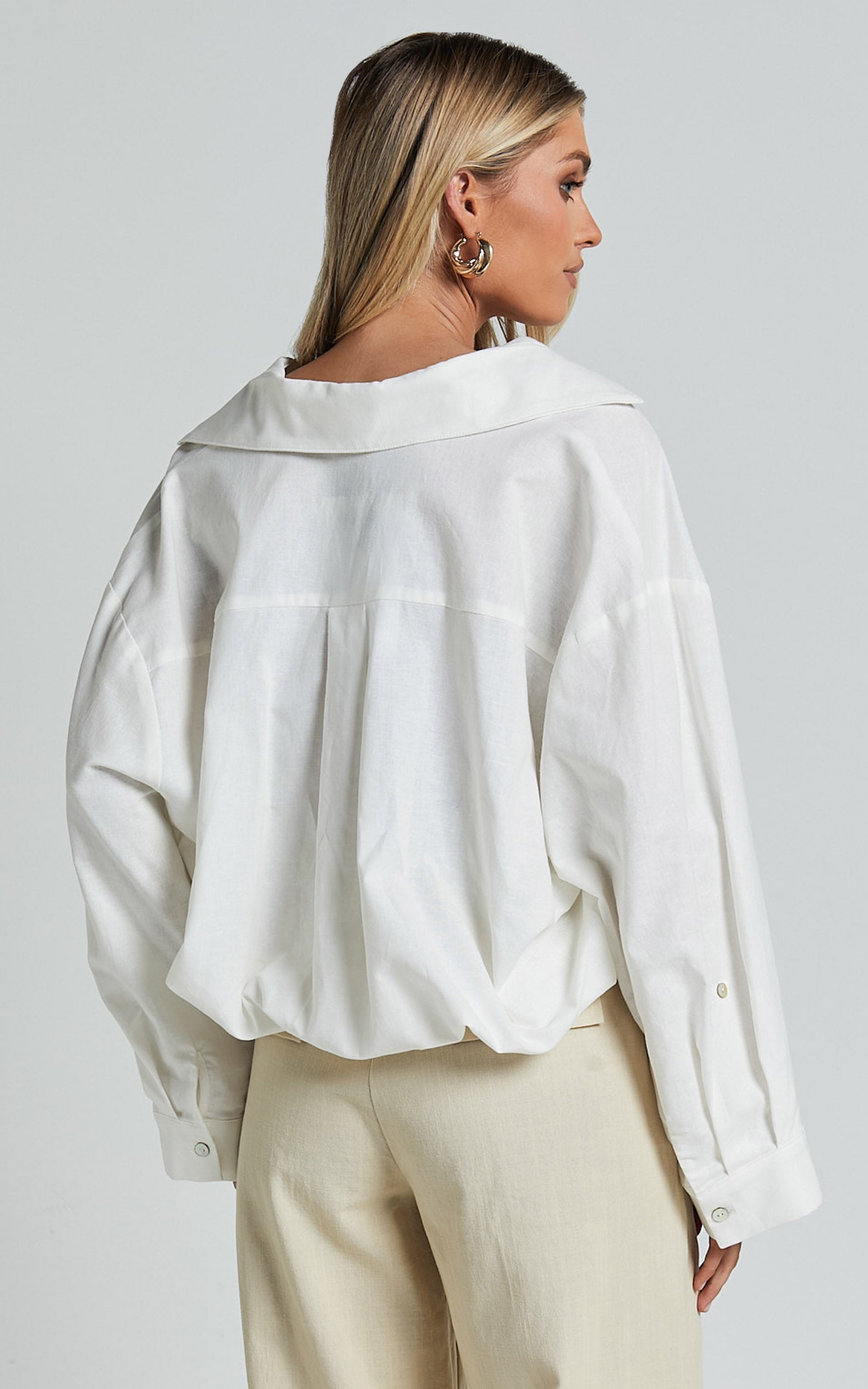 Amalie The Label - Alecia Linen Blend Side Tie Cropped Blouse in White