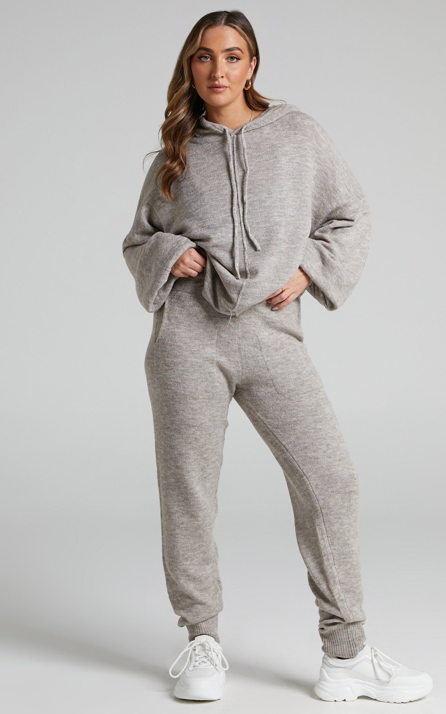Araceli Two Piece Set - Knitted Lounge Set in Dark Grey