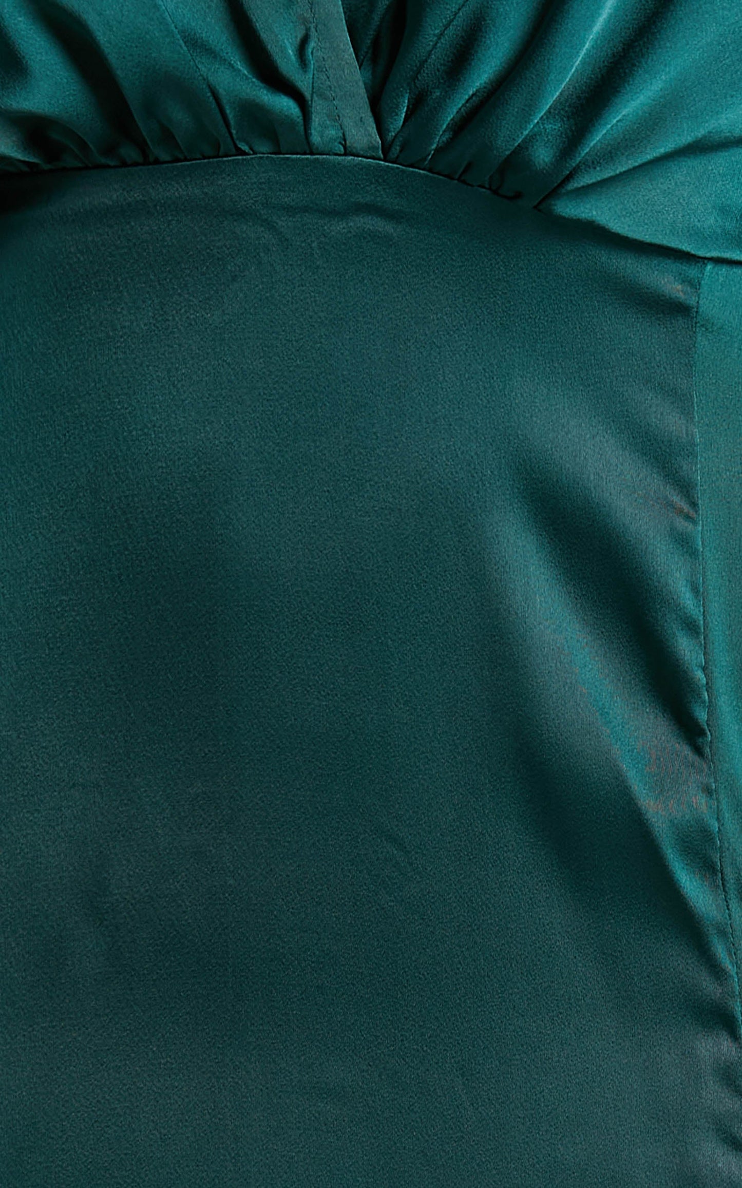 Azrael Maxi Dress - Angel Sleeve Thigh Split Plunge Neck Satin Dress in Emerald