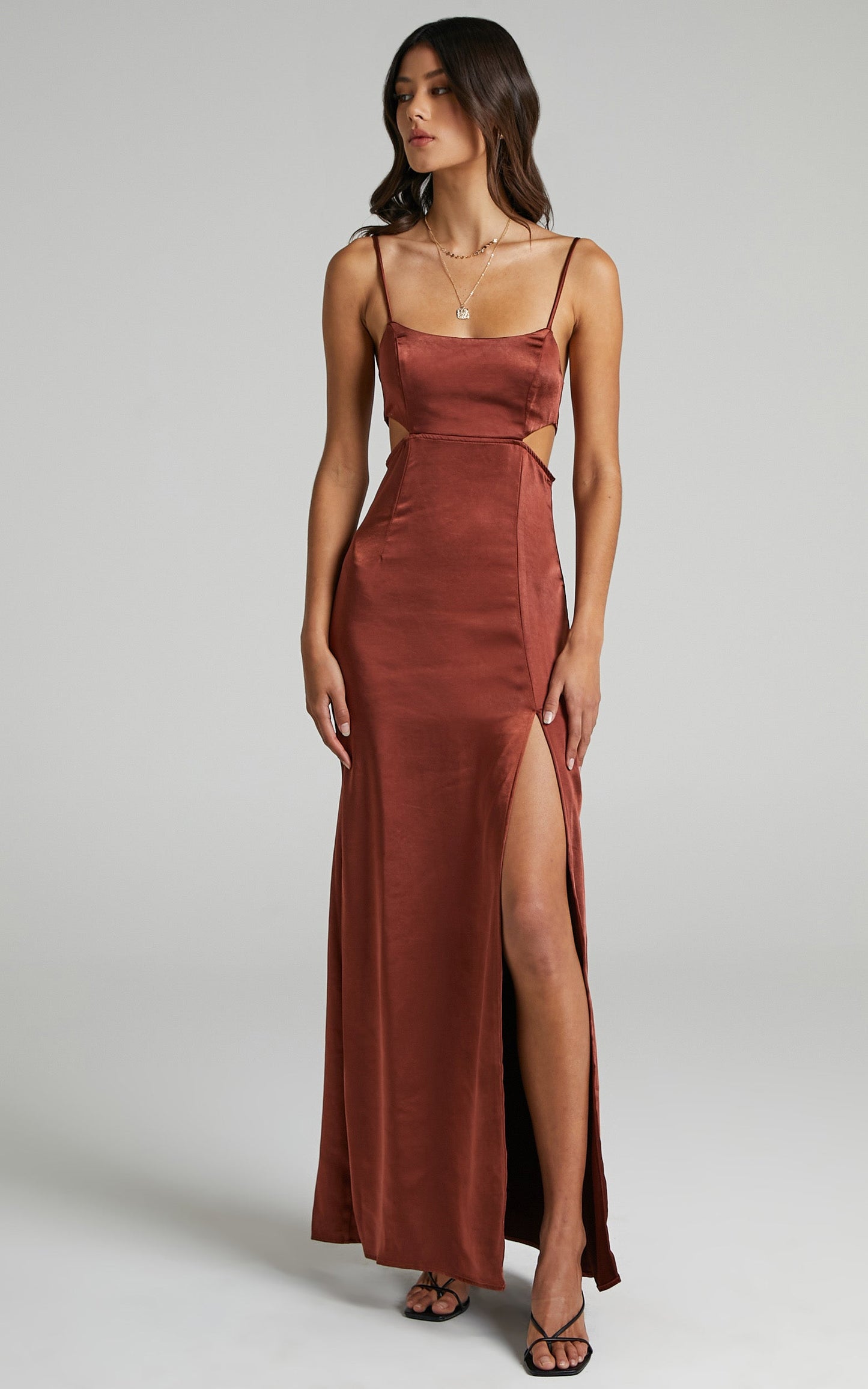 A Special Mention Dress in Chocolate Satin
