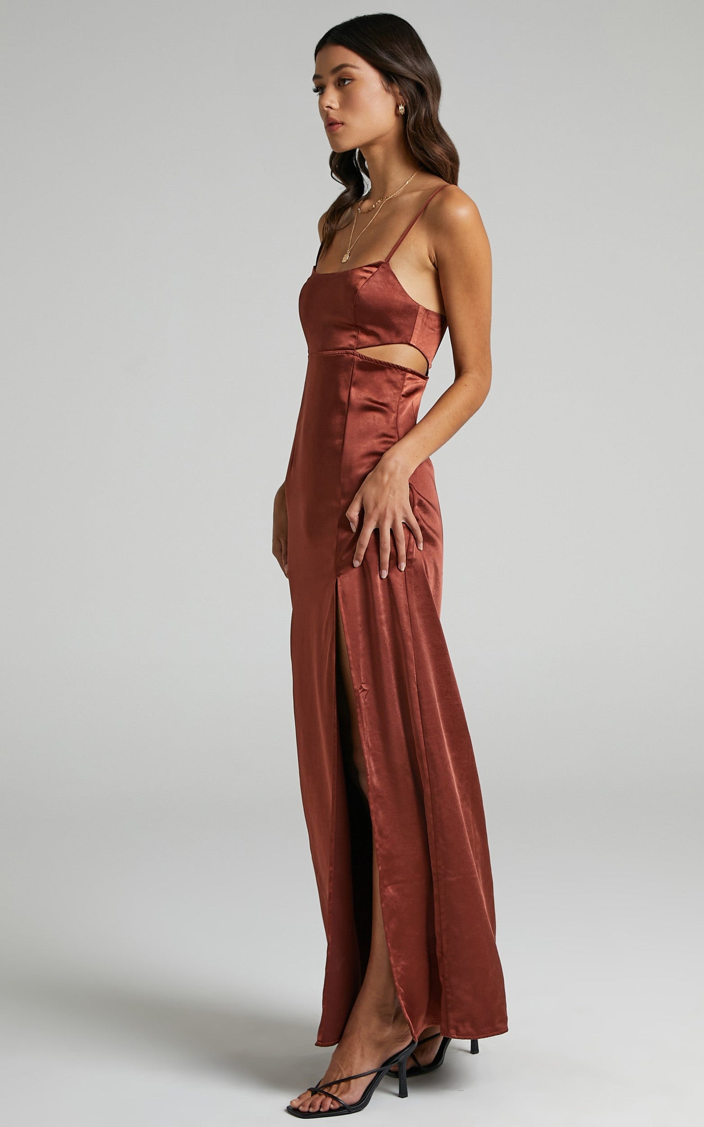 A Special Mention Dress in Chocolate Satin