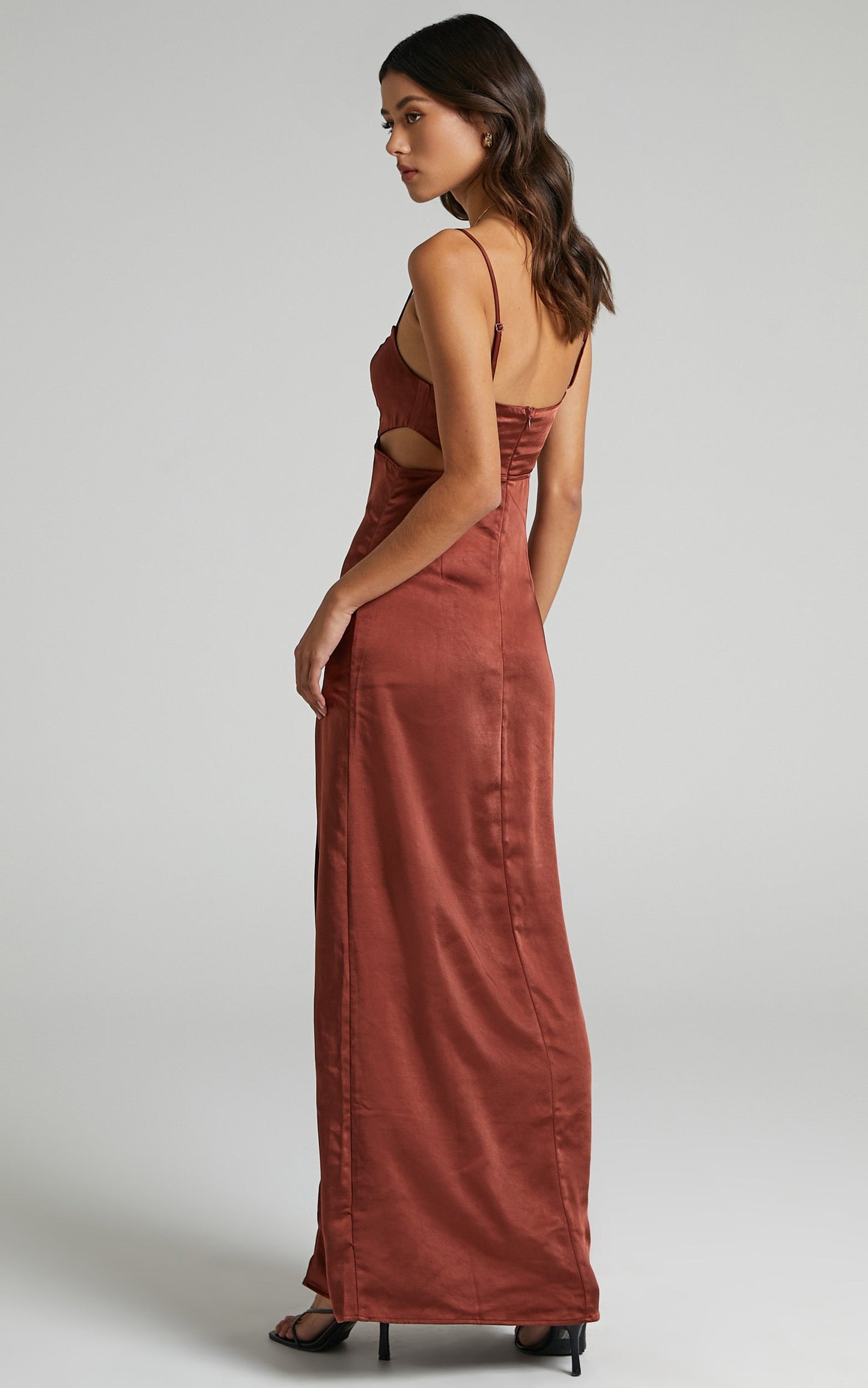 A Special Mention Dress in Chocolate Satin