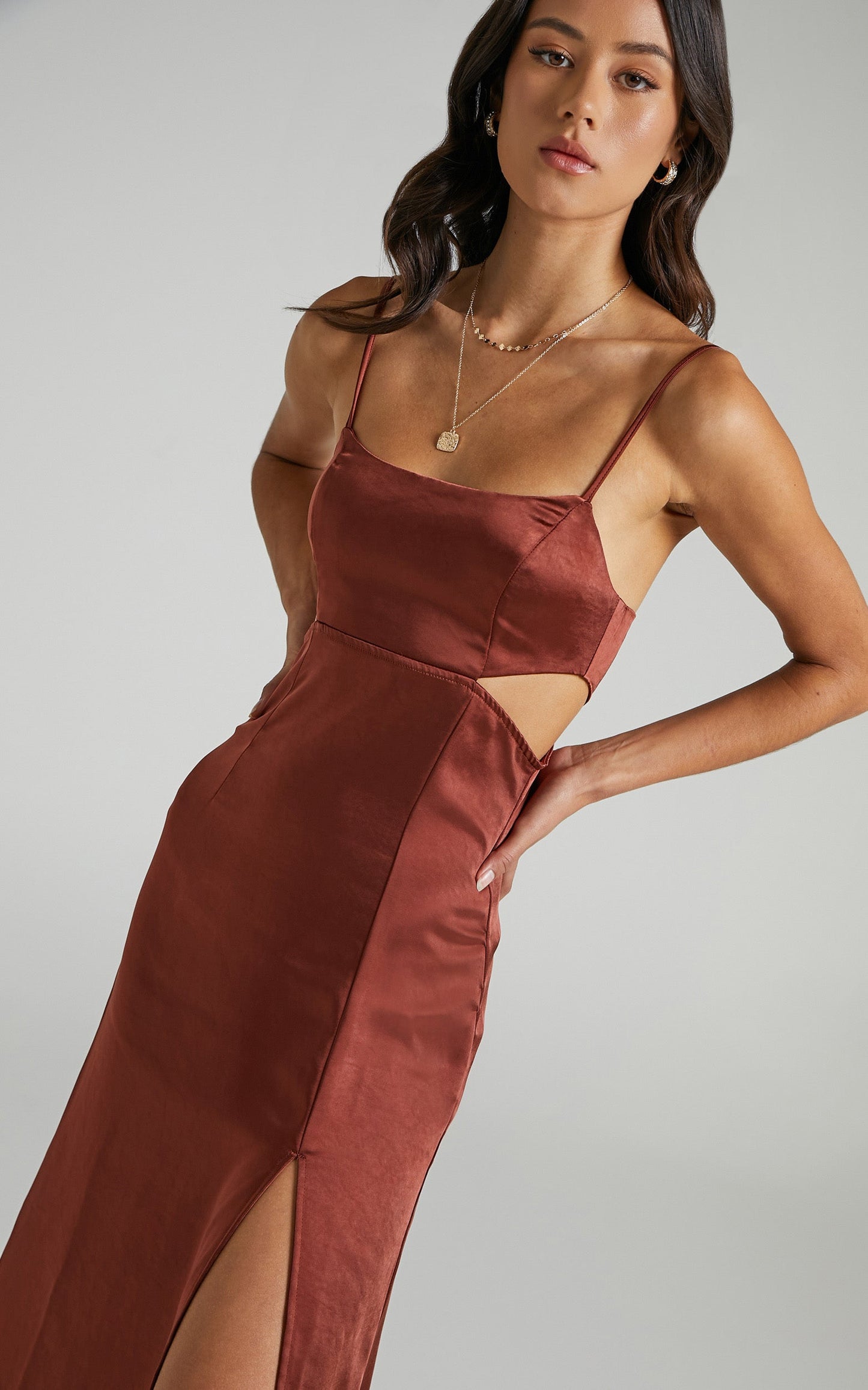 A Special Mention Dress in Chocolate Satin