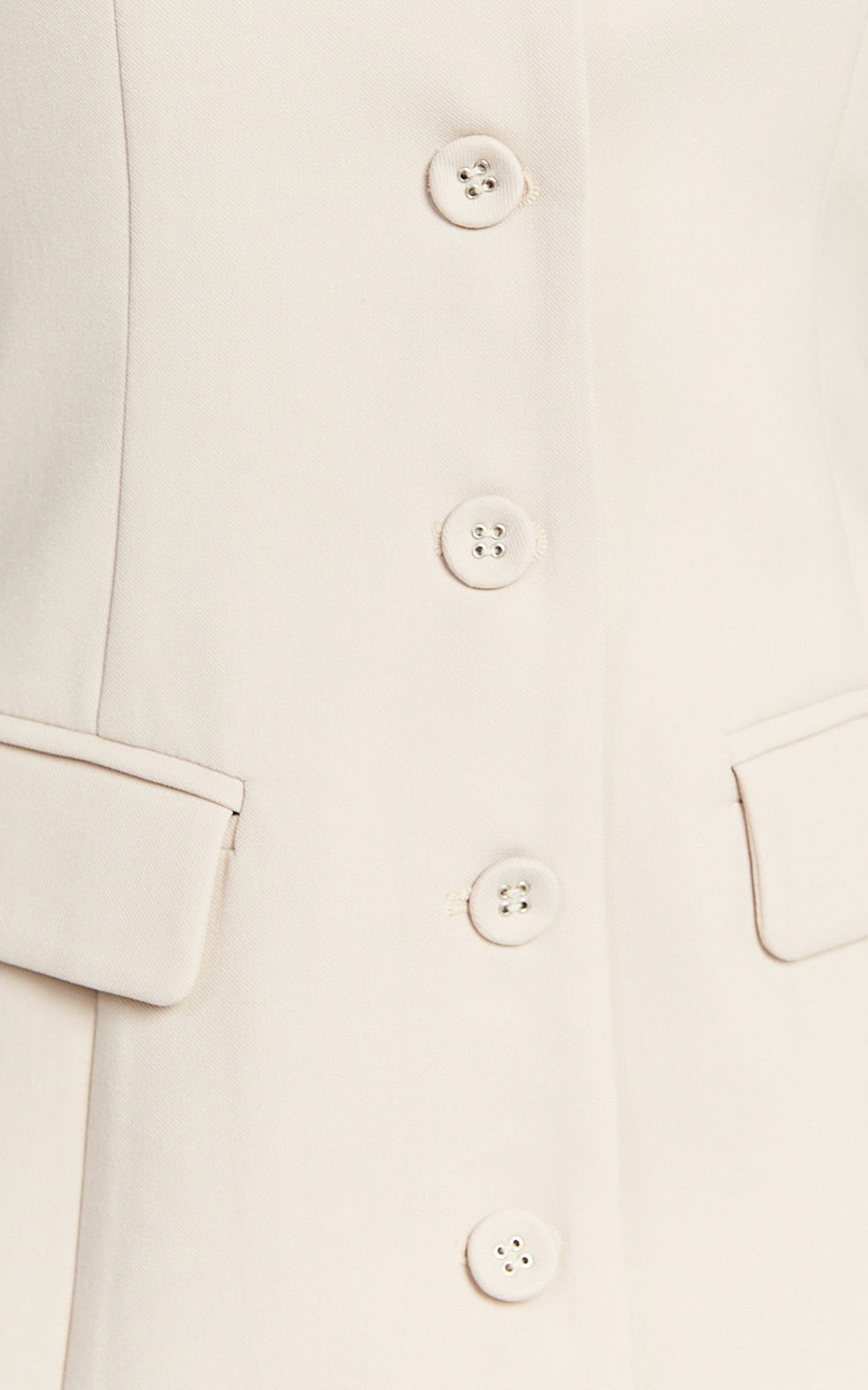 Abbey Mini Dress - Button Front V Neck Vest Dress in Oat