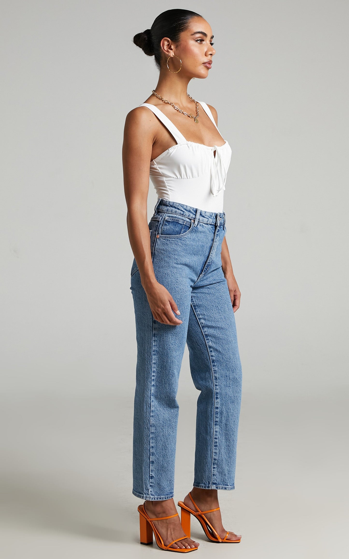 Abi Tie Front Bodysuit in White