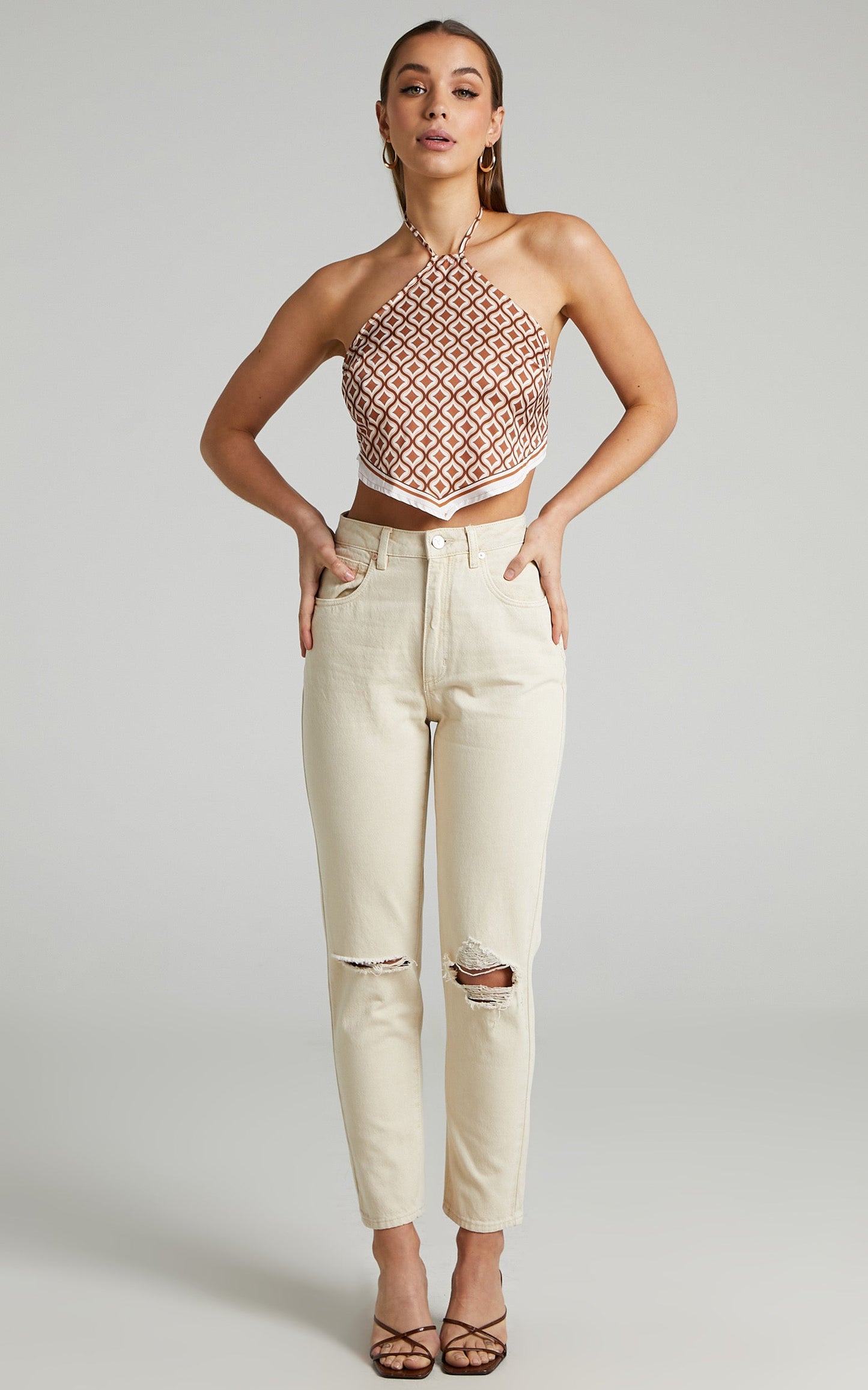 Abrand - A '94 High Slim Jean in Ecru Rip