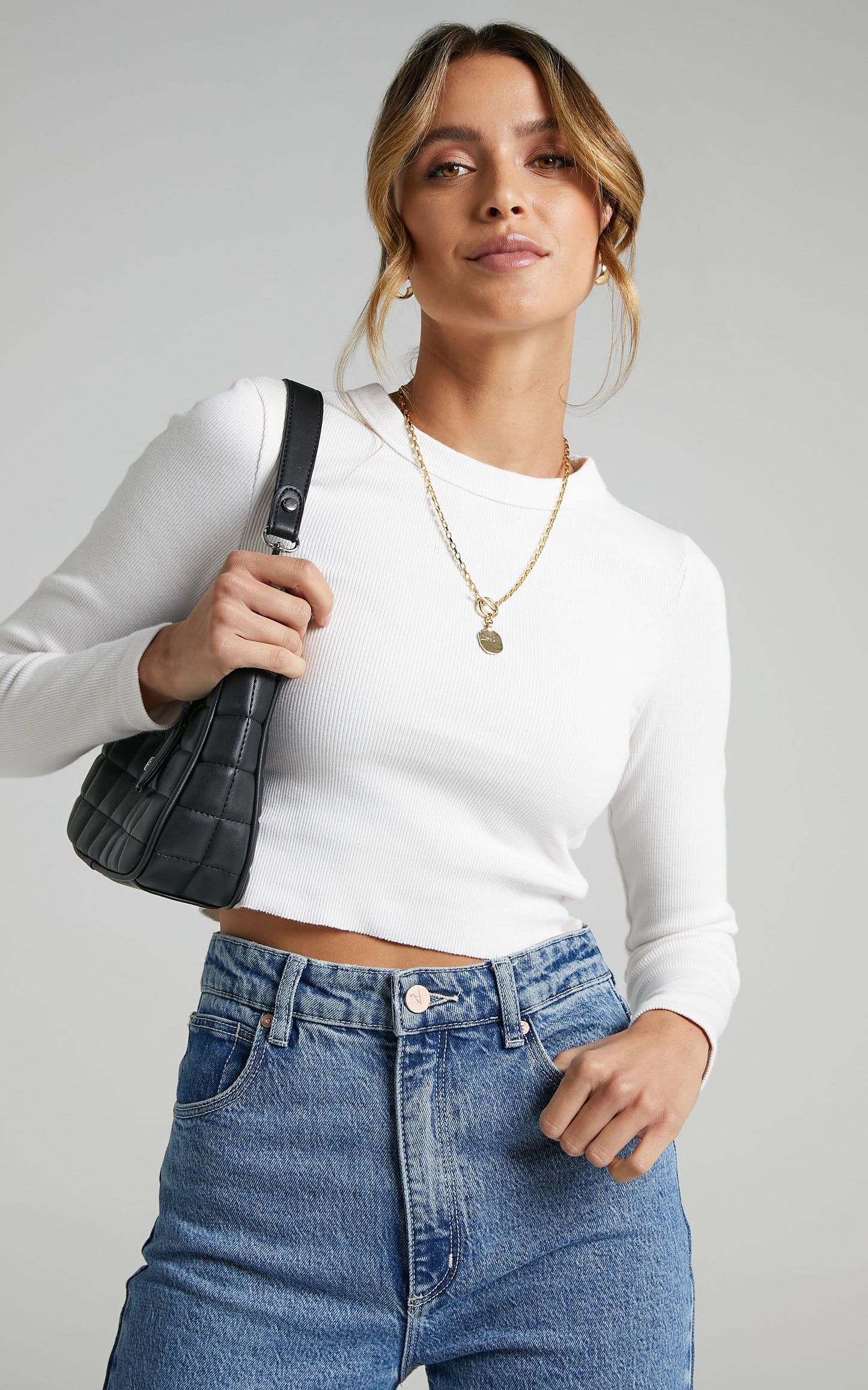 Abrand - A Heather Long Sleeve Tee in White