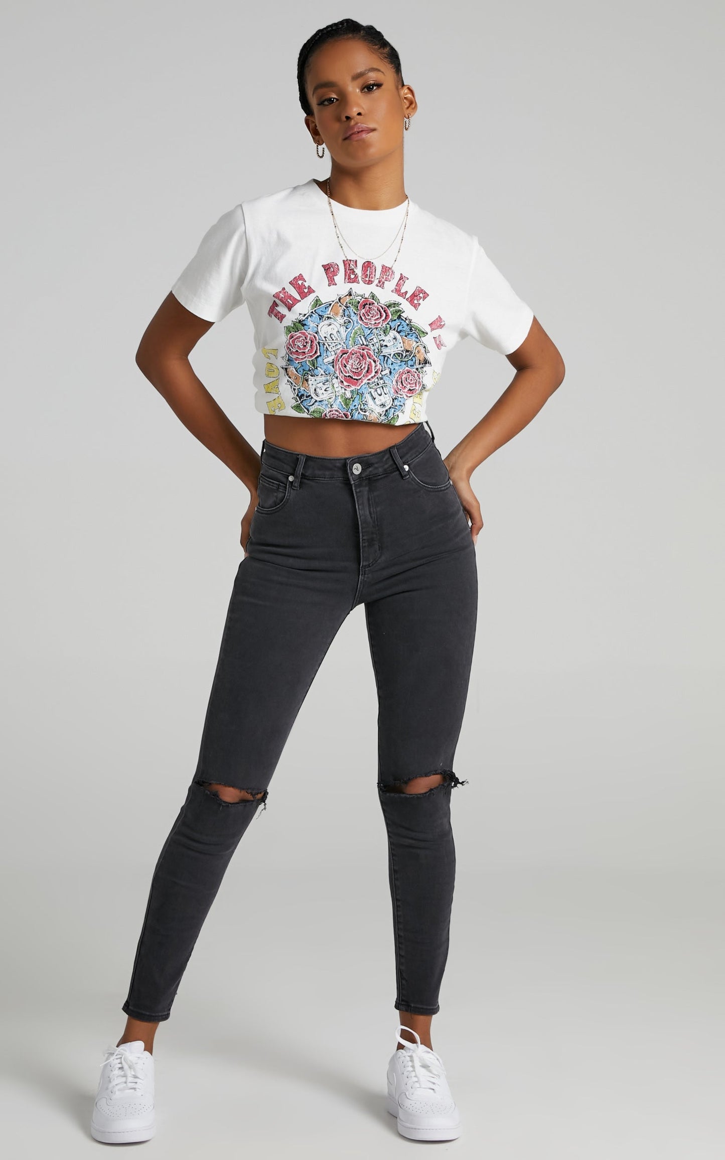 Abrand - A High Skinny Ankle Basher Jean in Graphite Rip