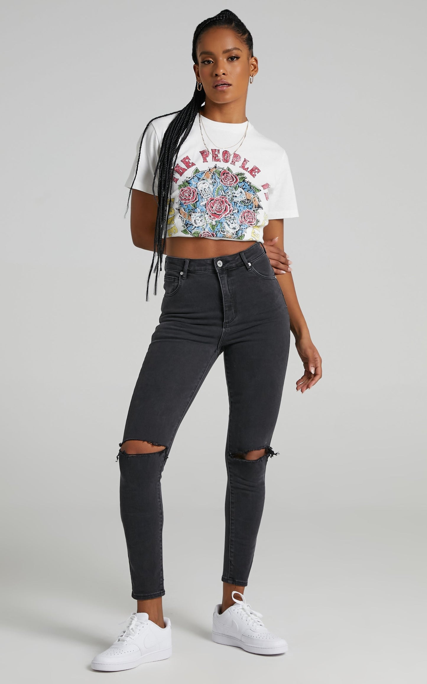 Abrand - A High Skinny Ankle Basher Jean in Graphite Rip