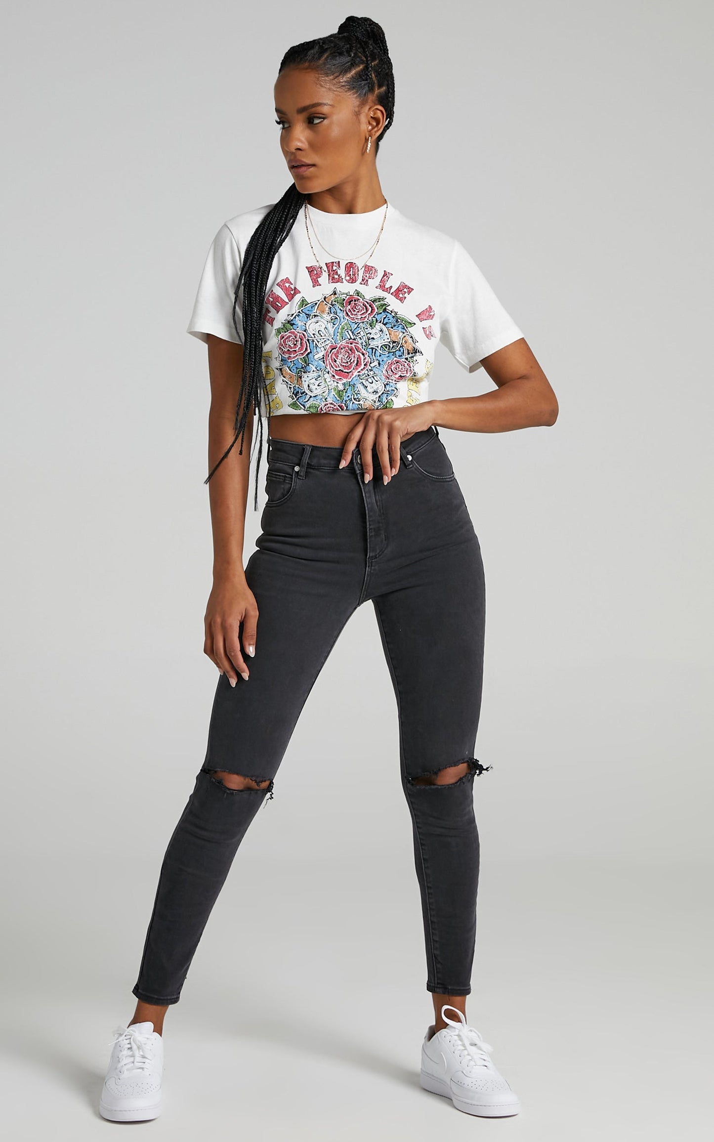 Abrand - A High Skinny Ankle Basher Jean in Graphite Rip