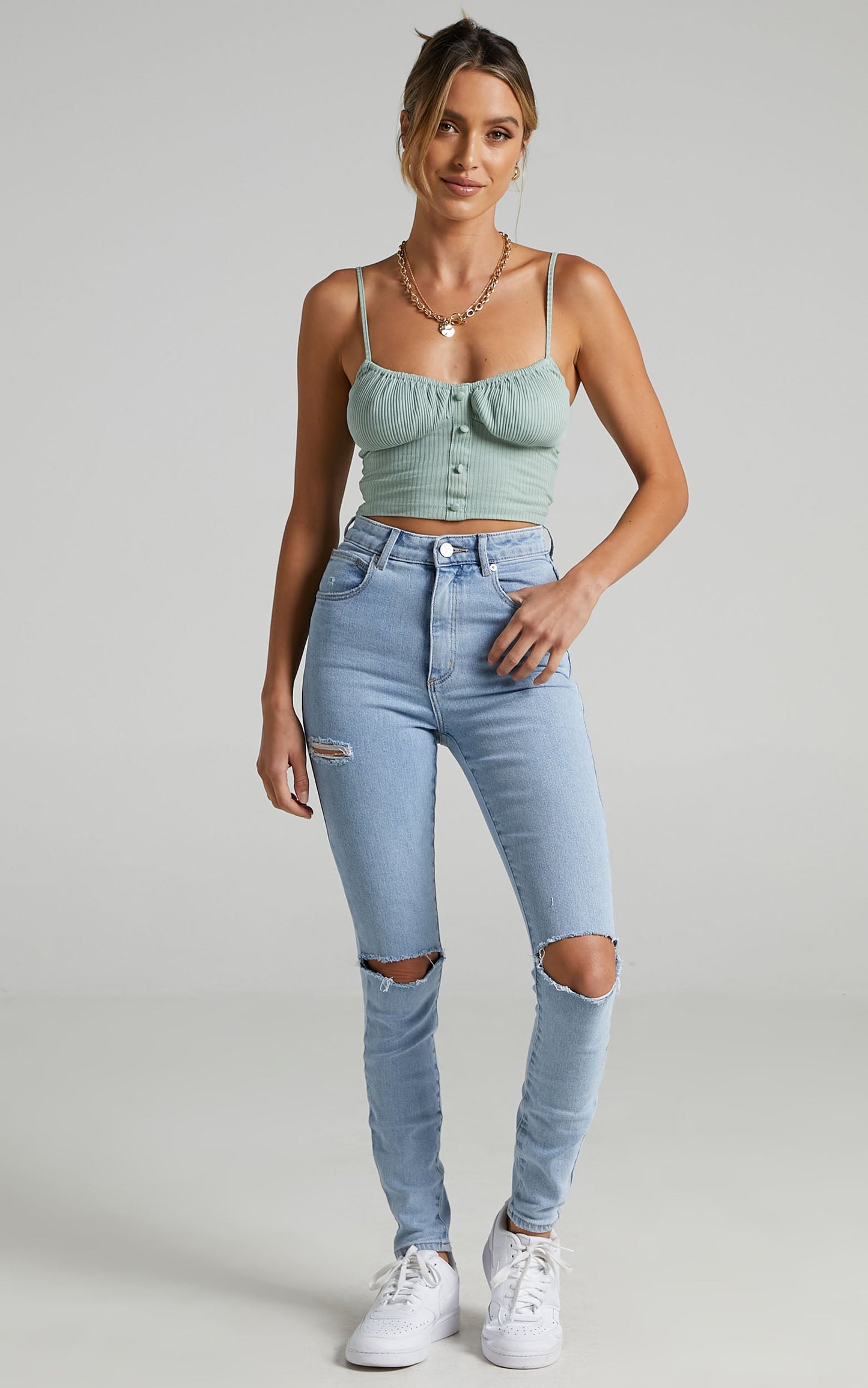 Abrand - A High Skinny Ankle Basher Jean in Walk Away Rip