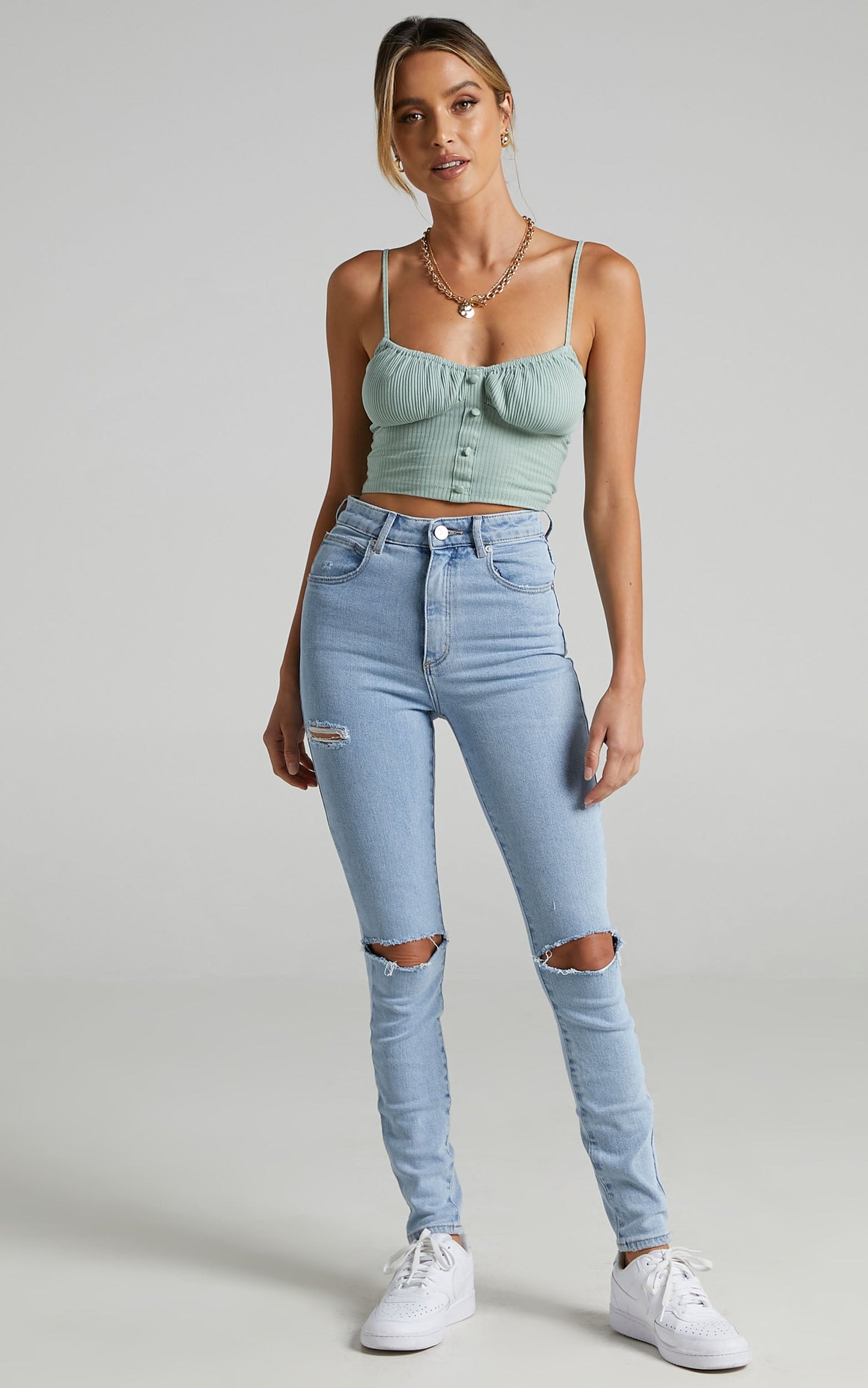 Abrand - A High Skinny Ankle Basher Jean in Walk Away Rip