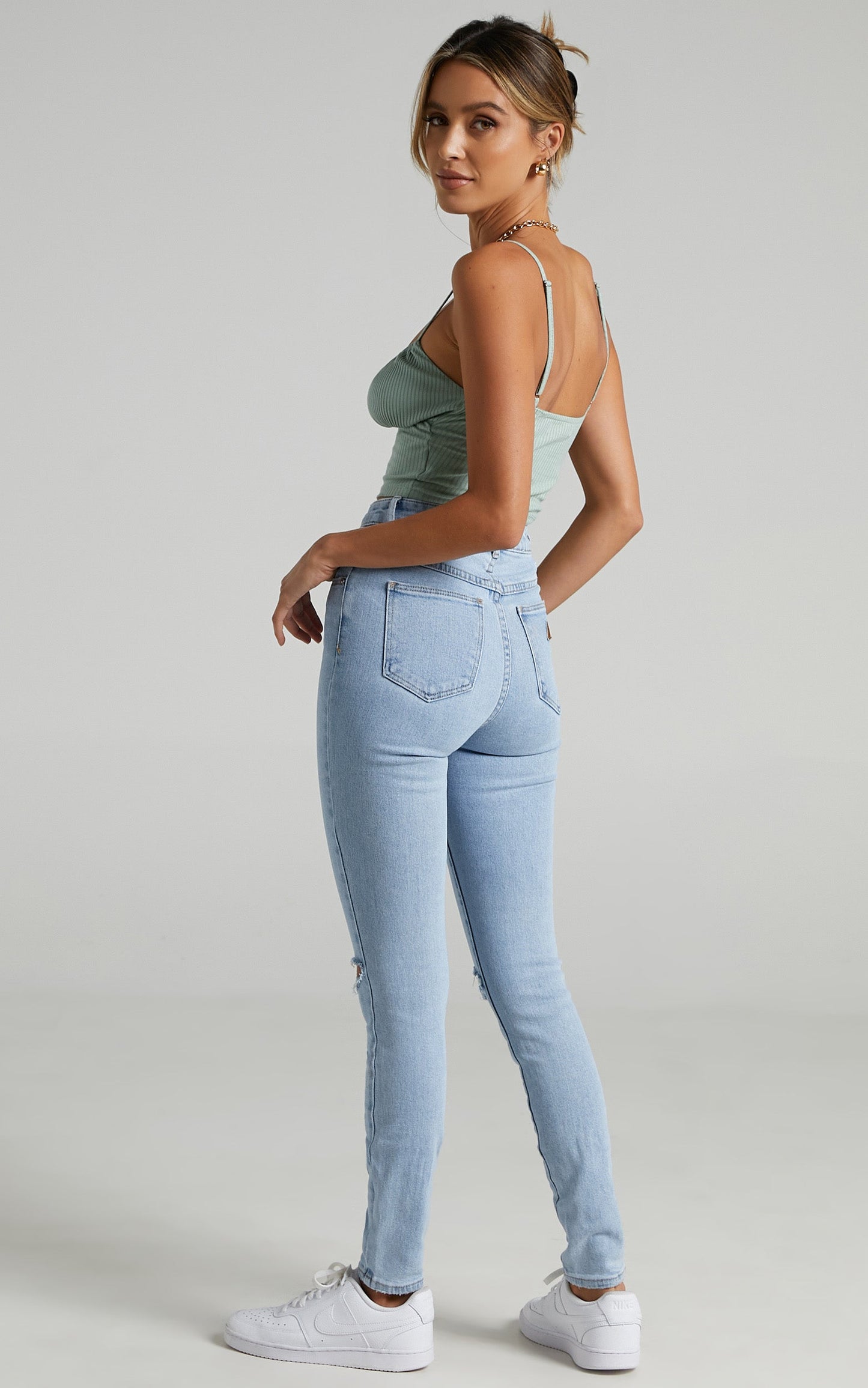 Abrand - A High Skinny Ankle Basher Jean in Walk Away Rip