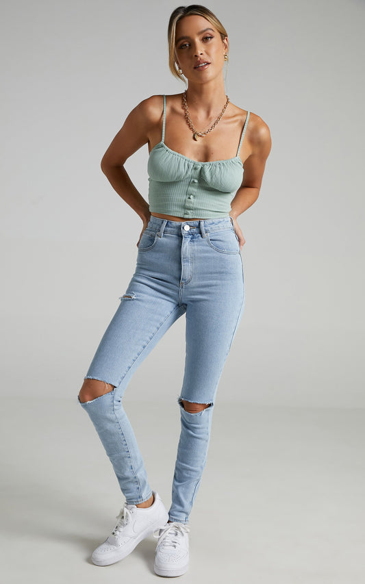 Abrand - A High Skinny Ankle Basher Jean in Walk Away Rip