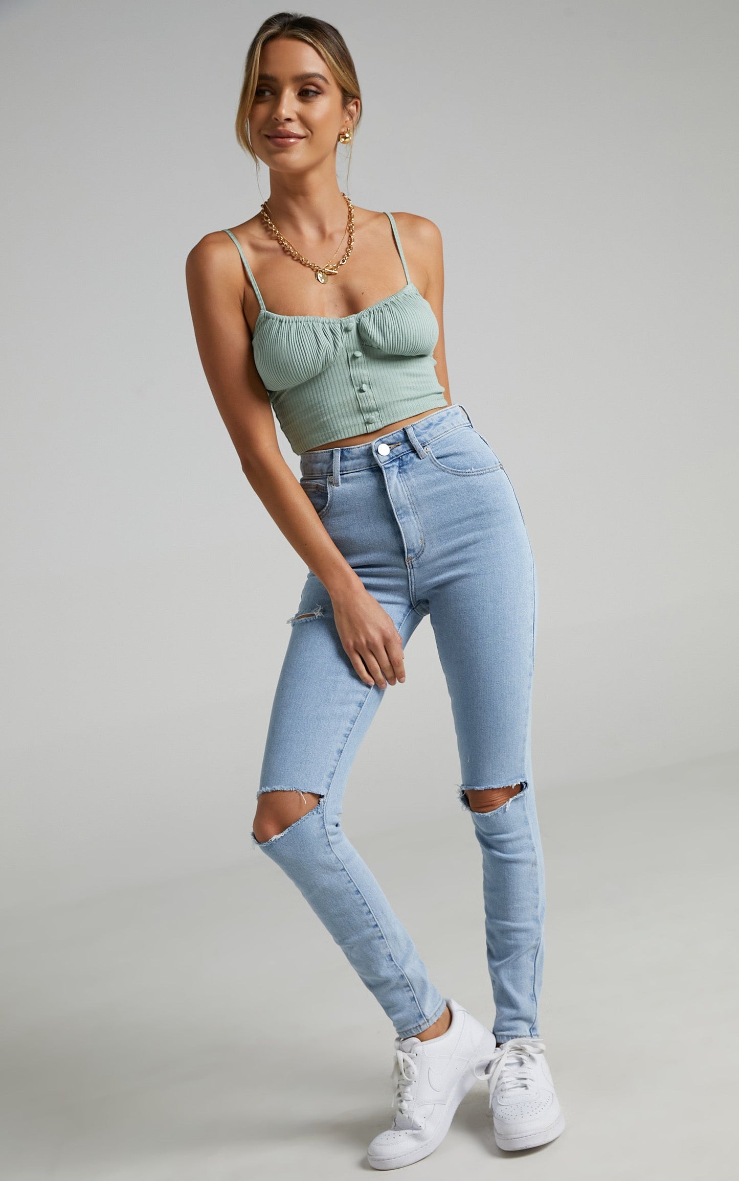 Abrand - A High Skinny Ankle Basher Jean in Walk Away Rip