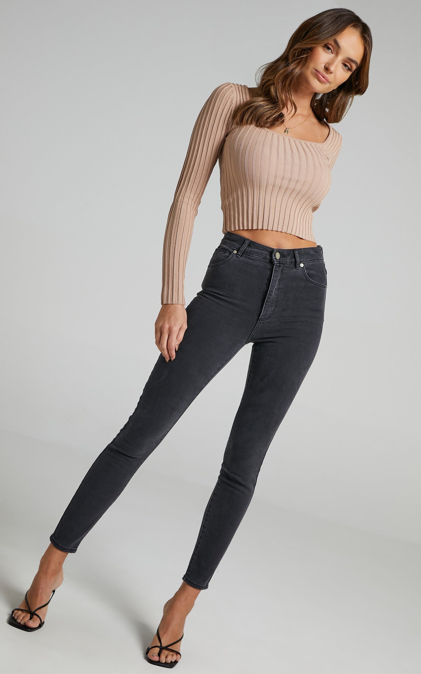 Abrand - A High Skinny Ankle Basher Jean in Graphite