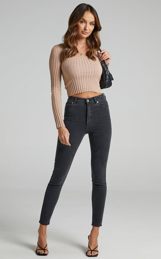 Abrand - A High Skinny Ankle Basher Jean in Graphite