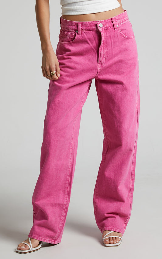 Abrand - A Slouch Jean Super Pink Stoned Jeans in Super Pink