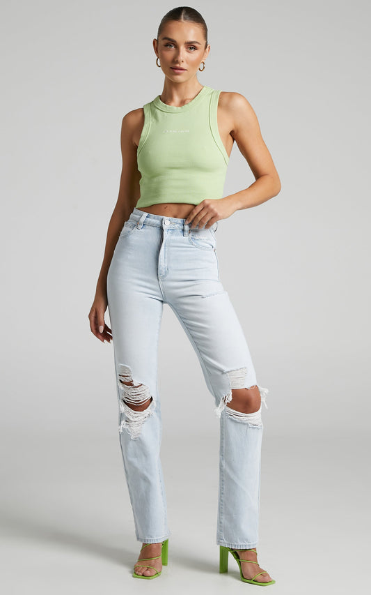 Abrand - A '94 High Straight Millie Rip Jean in BLEACHED VINTAGE BLUE