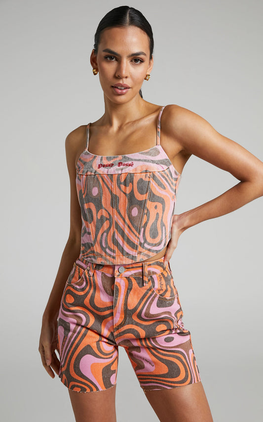 Abrand X Dyspnea - A Claudia Cut Off Denim Short in Candy