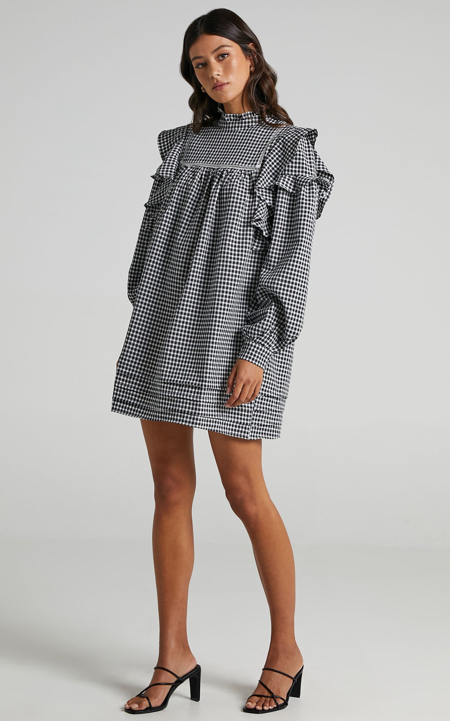Adalia Dress in Black Check