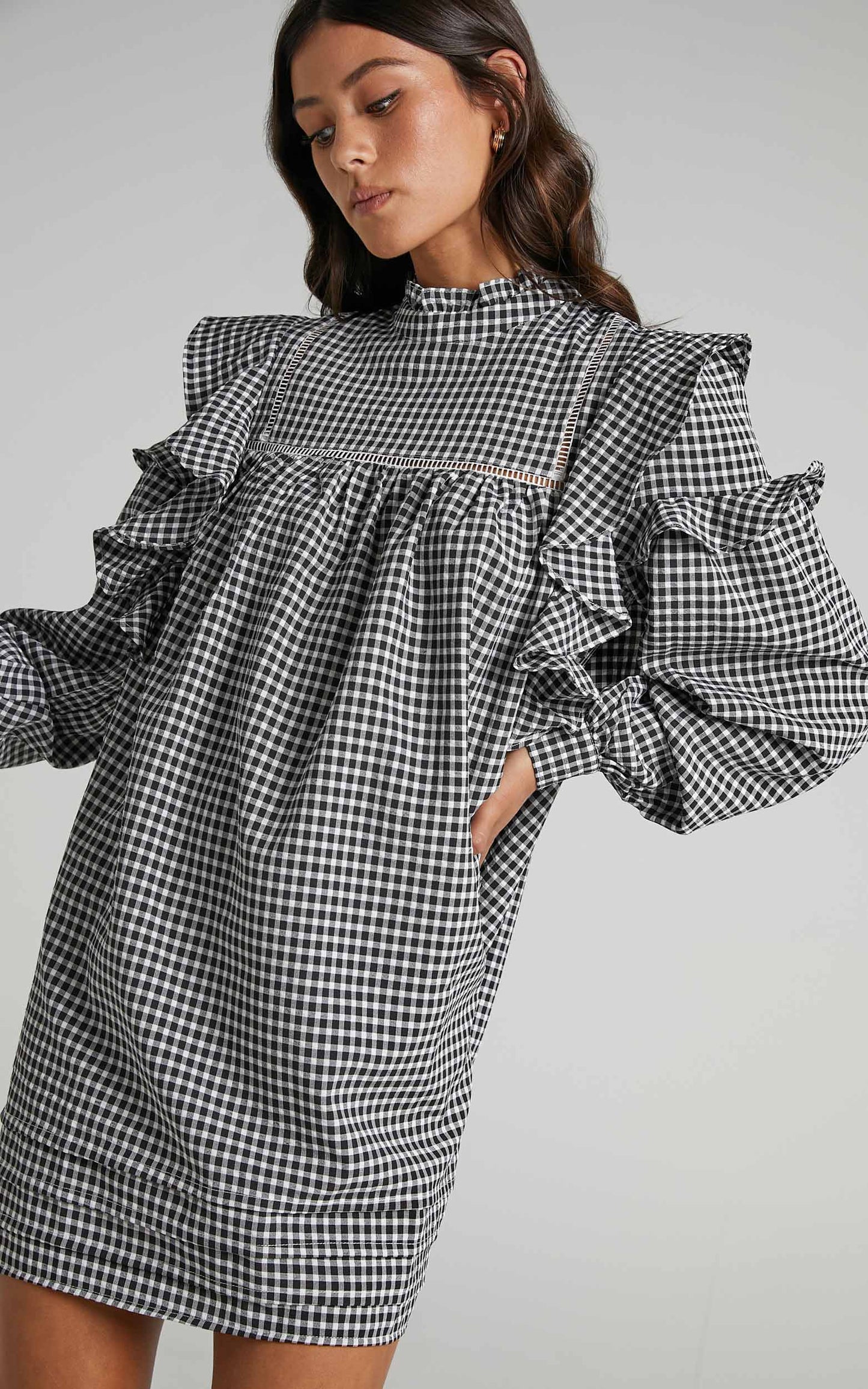 Adalia Dress in Black Check