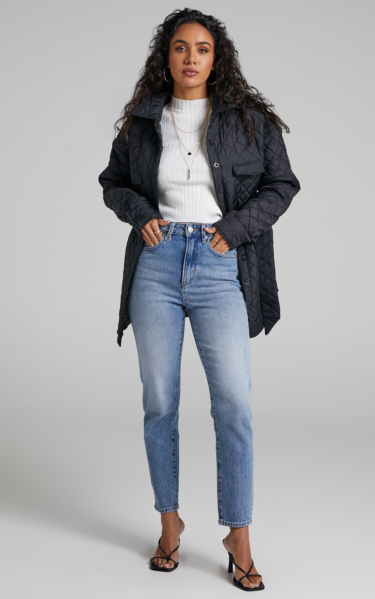 Adanna Jacket - Quilted Button Up Jacket in Black