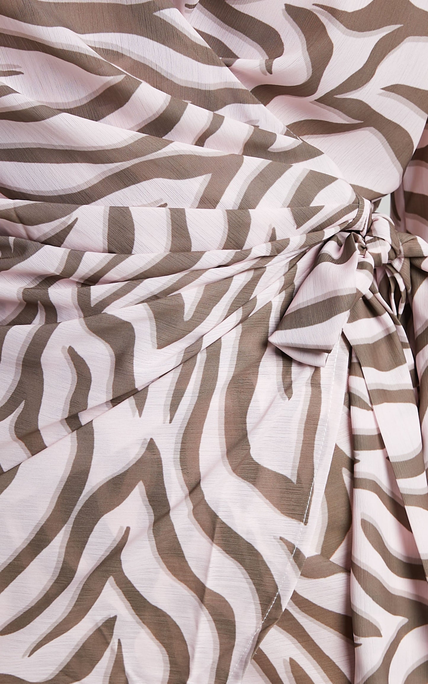 Aegir Mini Dress - Collared Long Sleeve Wrap Dress in Wild Zebra